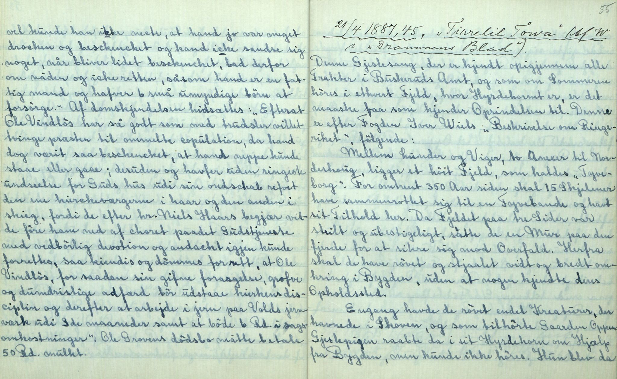 Rikard Berge, TEMU/TGM-A-1003/F/L0013/0018: 451-470 / 468 H. etc. Tvedten i "Fremskr." 1885-91, 1943-1944, p. 54-55