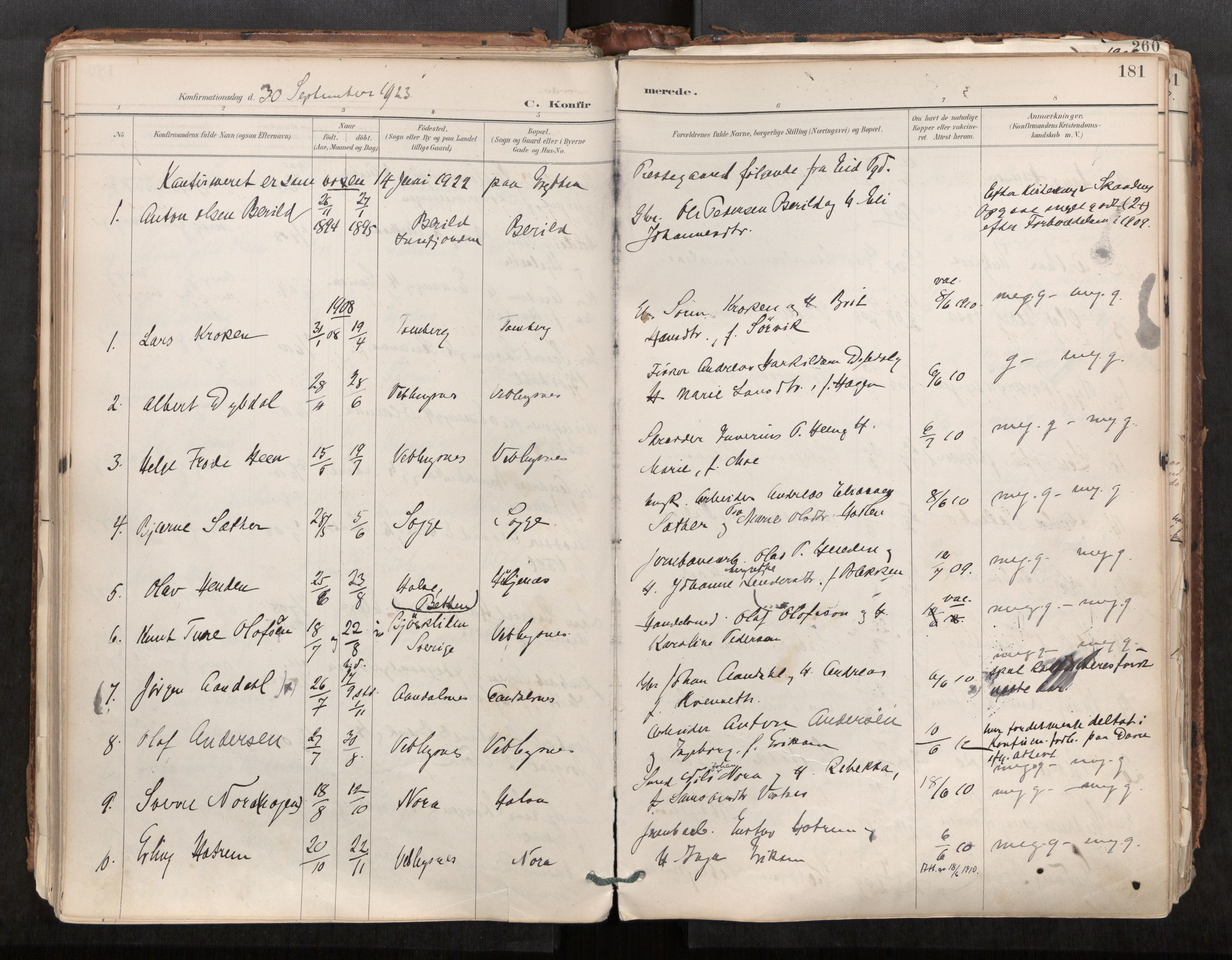 Ministerialprotokoller, klokkerbøker og fødselsregistre - Møre og Romsdal, SAT/A-1454/544/L0585: Parish register (official) no. 544A06, 1887-1924, p. 181