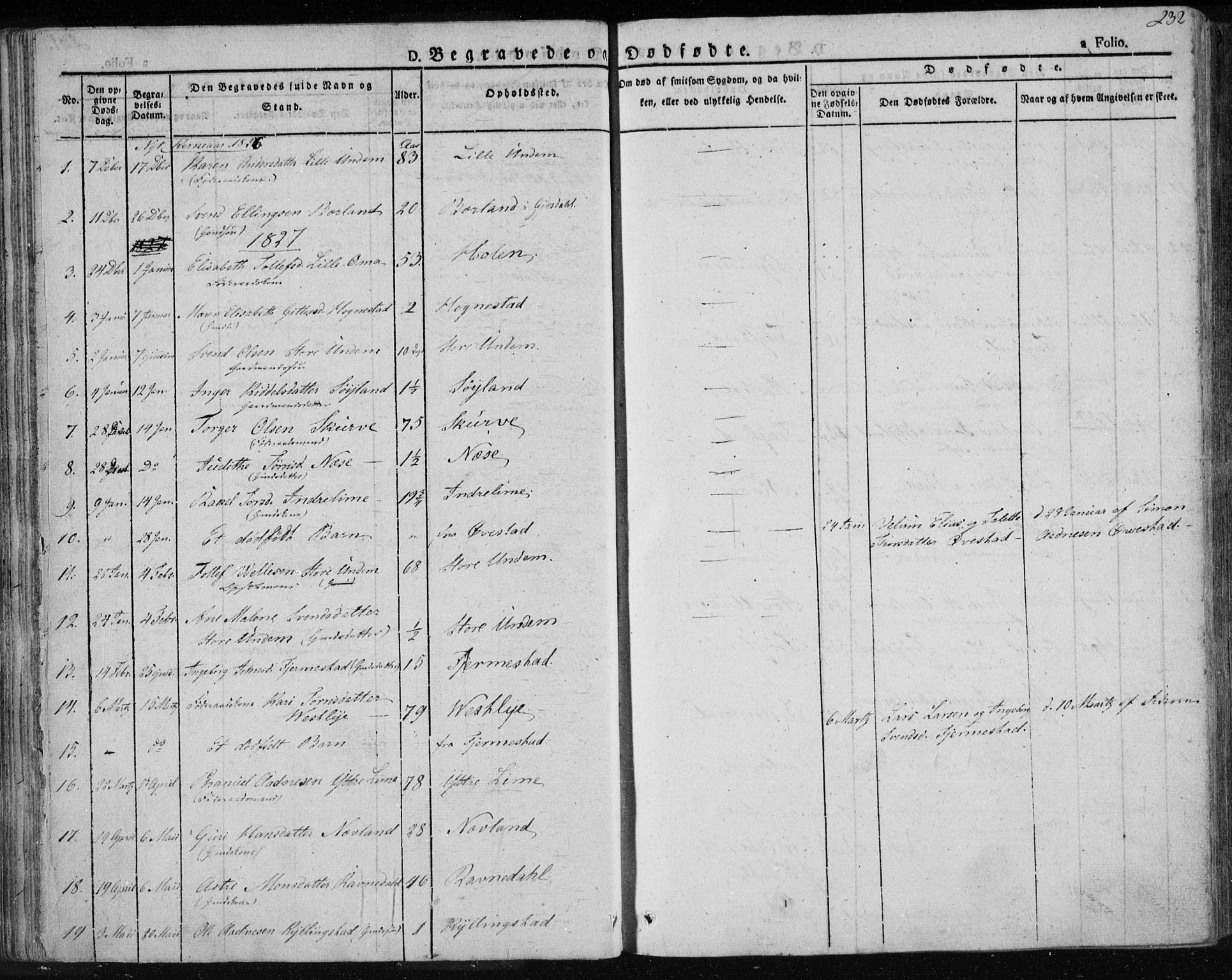 Lye sokneprestkontor, SAST/A-101794/001/30BA/L0004: Parish register (official) no. A 4, 1826-1841, p. 232