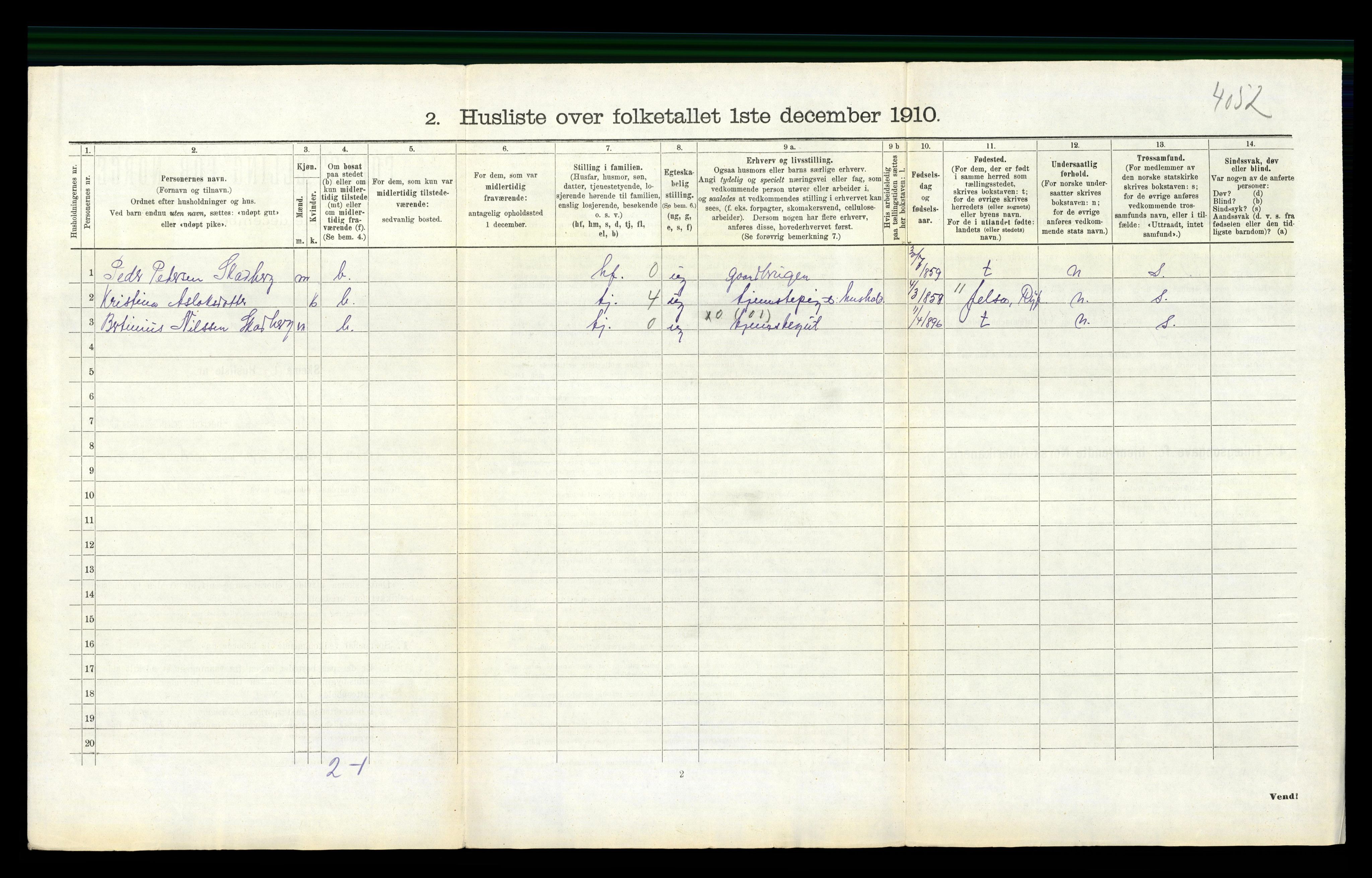 RA, 1910 census for Håland, 1910, p. 908