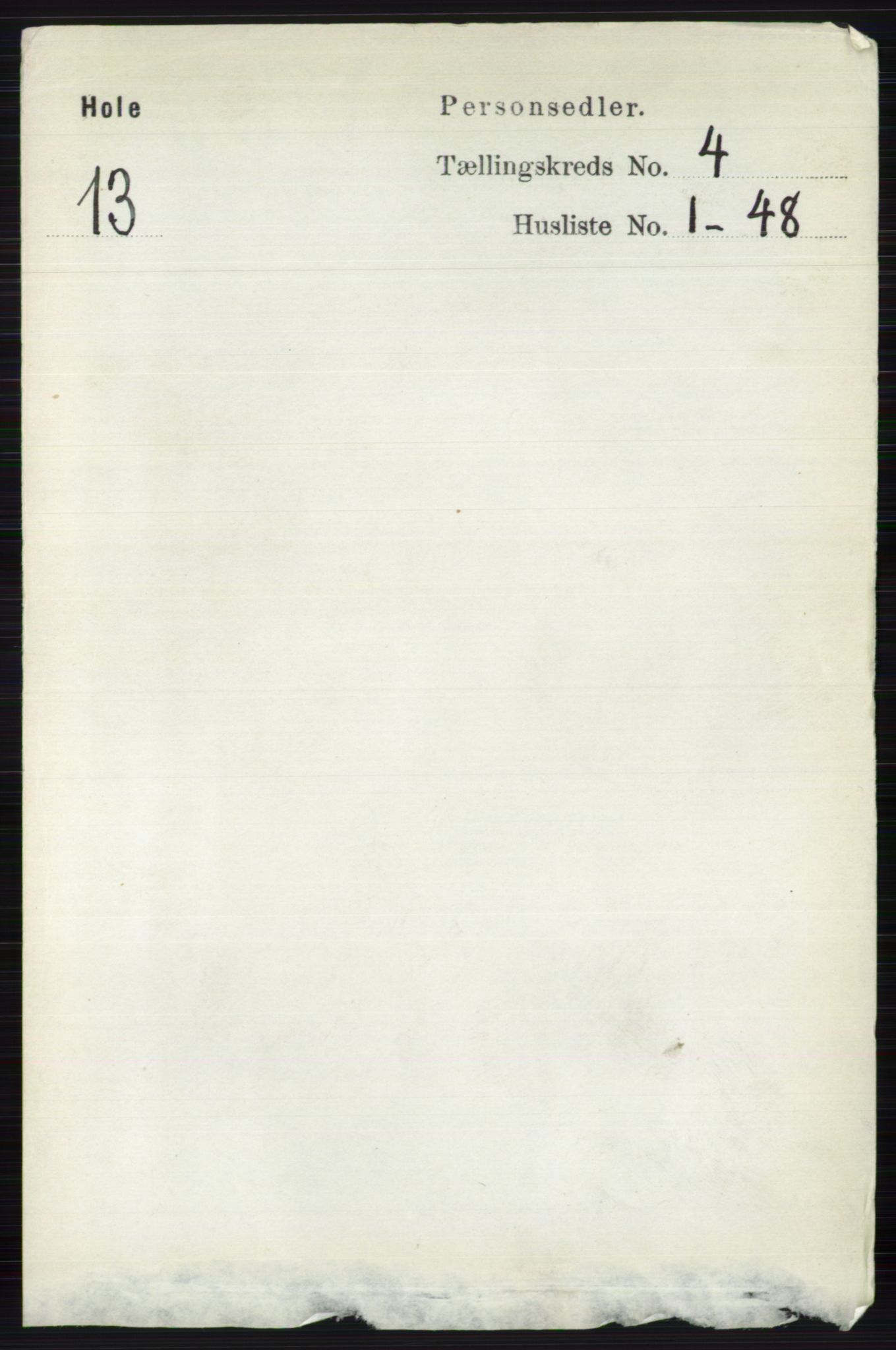 RA, 1891 census for 0612 Hole, 1891, p. 1847