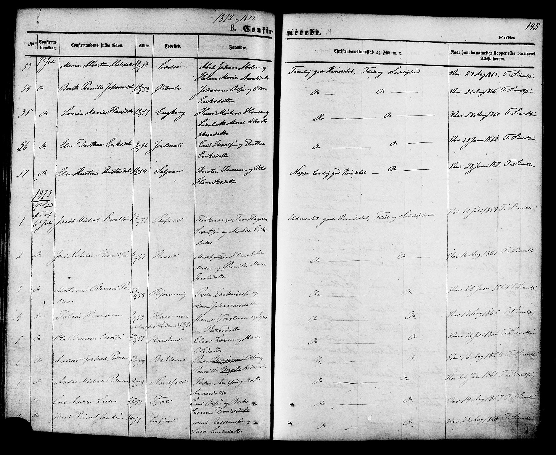 Ministerialprotokoller, klokkerbøker og fødselsregistre - Nordland, AV/SAT-A-1459/853/L0771: Parish register (official) no. 853A10, 1870-1881, p. 145