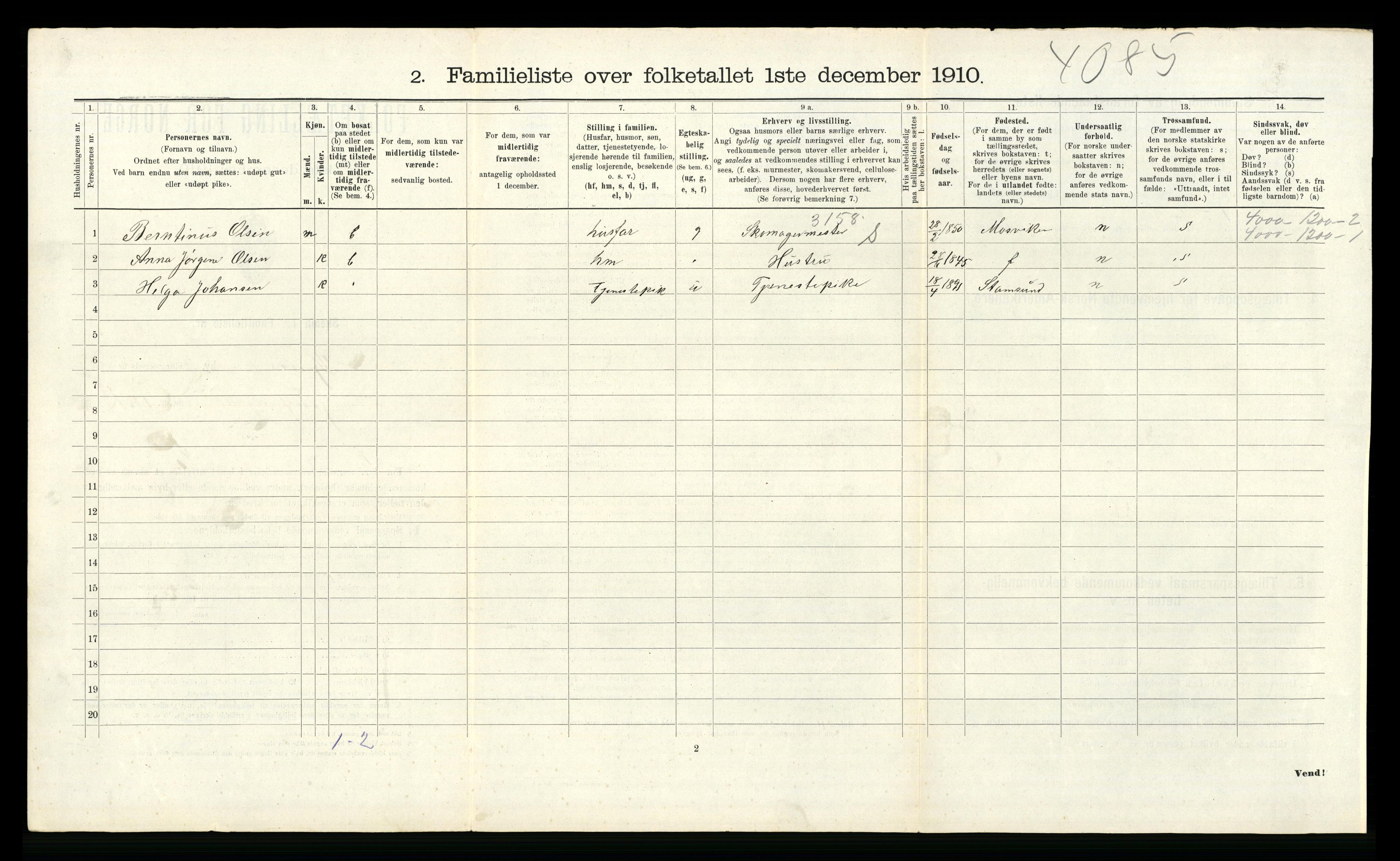 RA, 1910 census for Trondheim, 1910, p. 4736