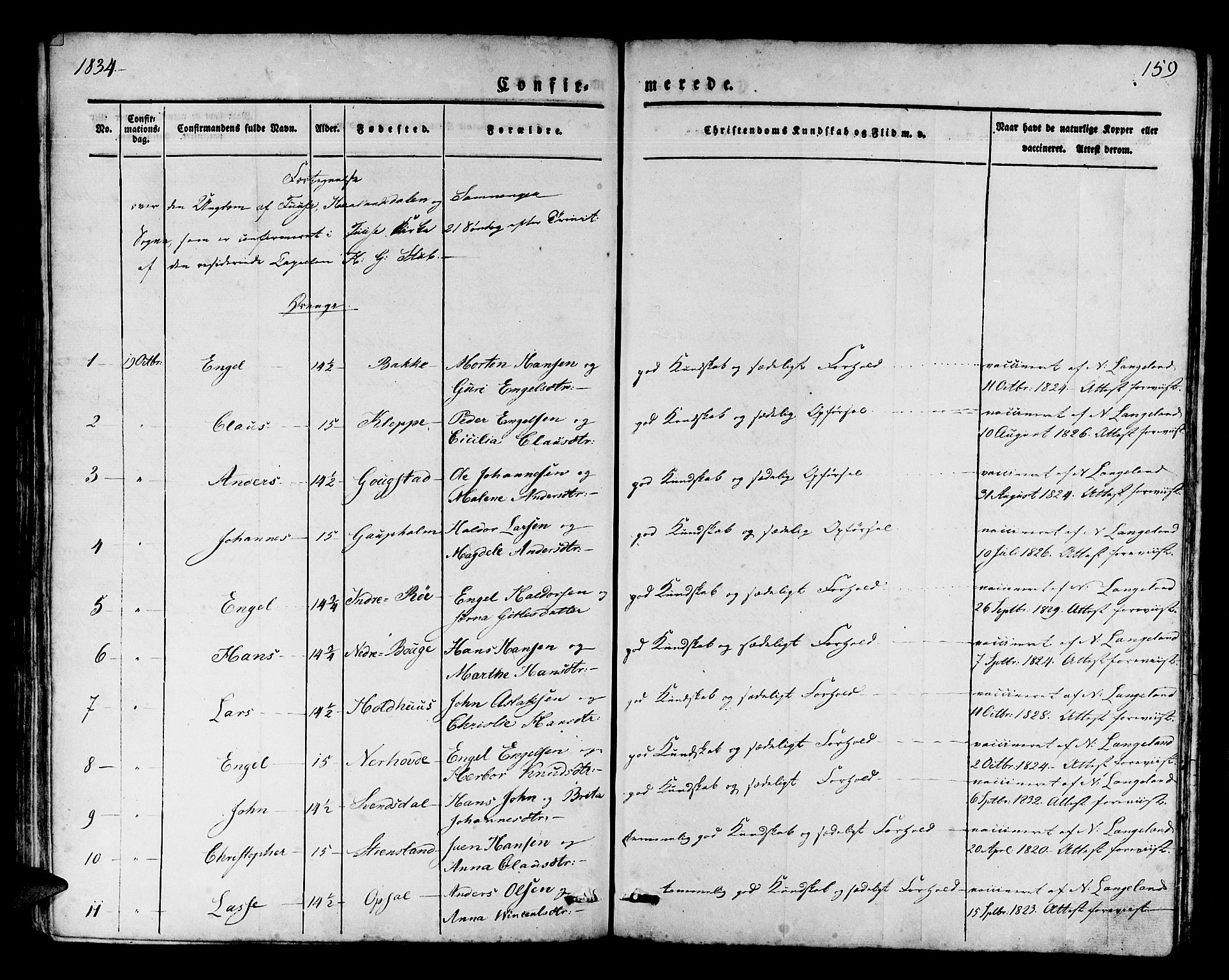 Os sokneprestembete, AV/SAB-A-99929: Parish register (official) no. A 14, 1826-1839, p. 159