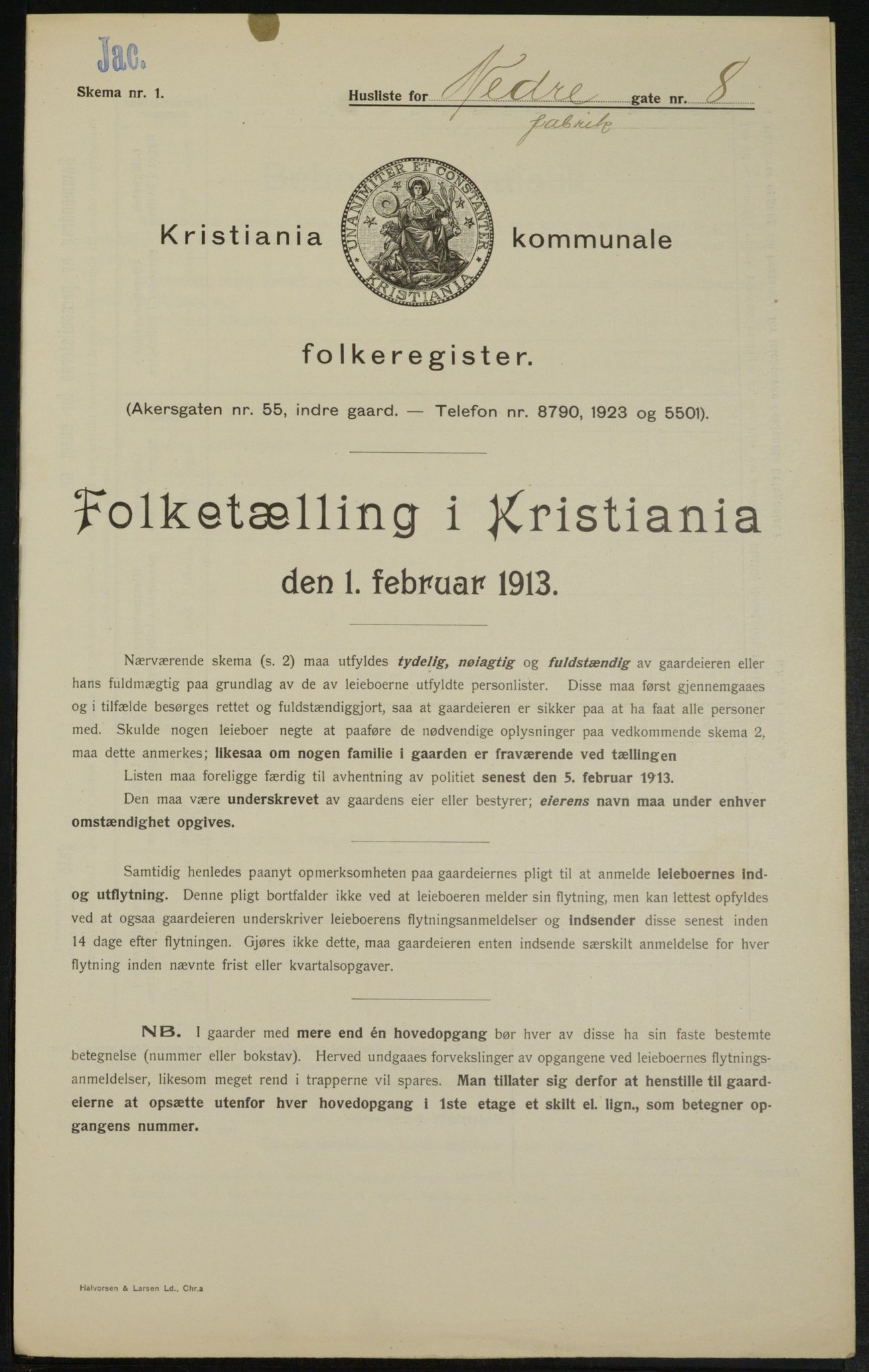 OBA, Municipal Census 1913 for Kristiania, 1913, p. 69134