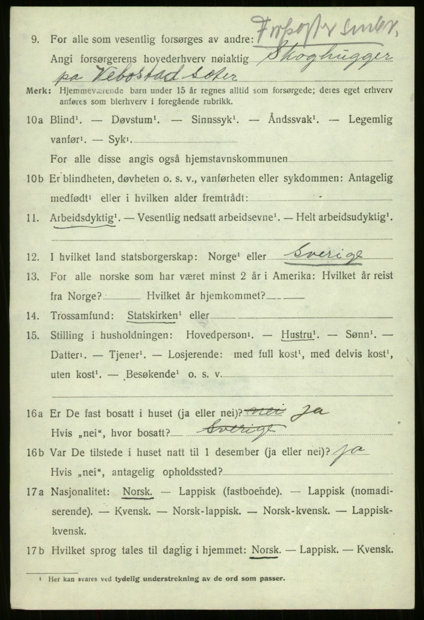 SATØ, 1920 census for Kvæfjord, 1920, p. 3126