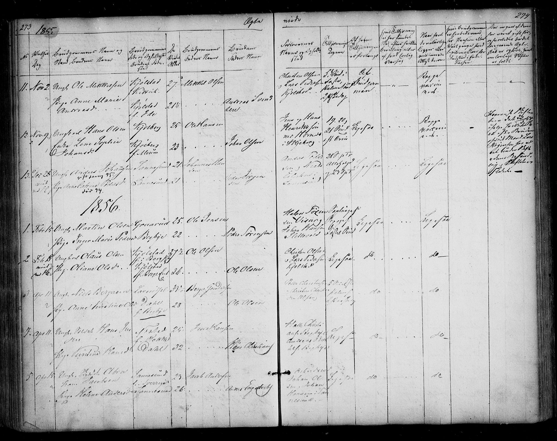 Borge prestekontor Kirkebøker, AV/SAO-A-10903/F/Fa/L0005: Parish register (official) no. I 5, 1848-1860, p. 273-274