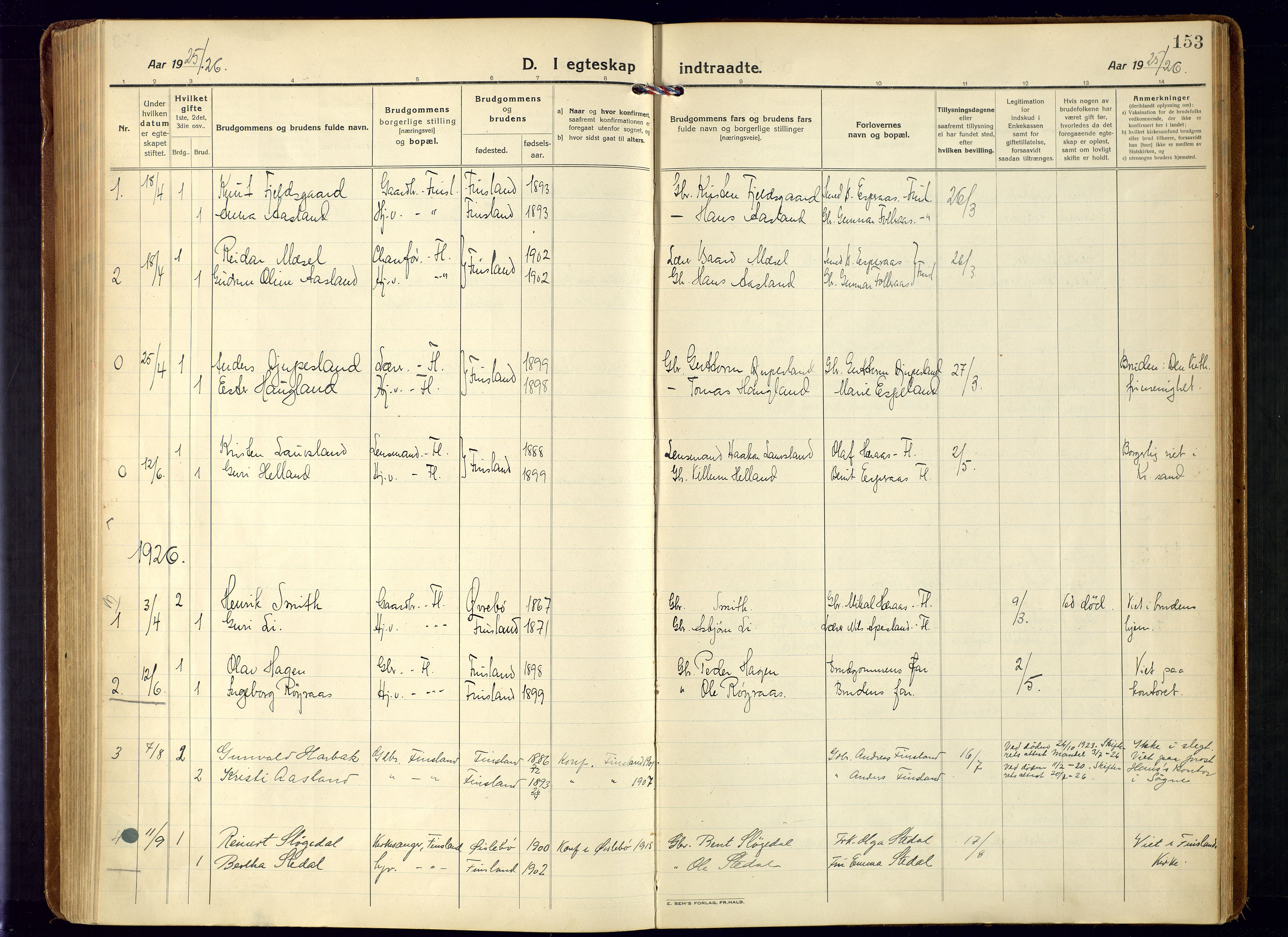Bjelland sokneprestkontor, SAK/1111-0005/F/Fa/Fab/L0005: Parish register (official) no. A 5, 1921-1951, p. 153