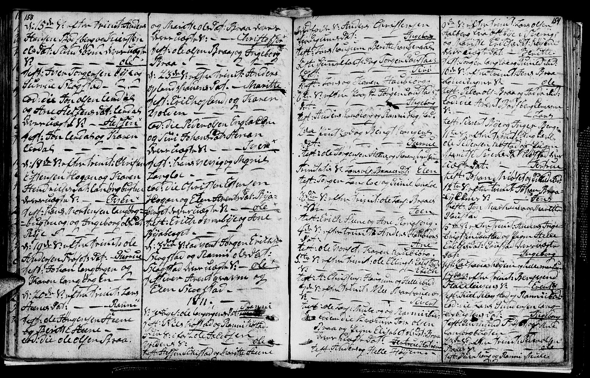 Ministerialprotokoller, klokkerbøker og fødselsregistre - Sør-Trøndelag, SAT/A-1456/612/L0371: Parish register (official) no. 612A05, 1803-1816, p. 153-154