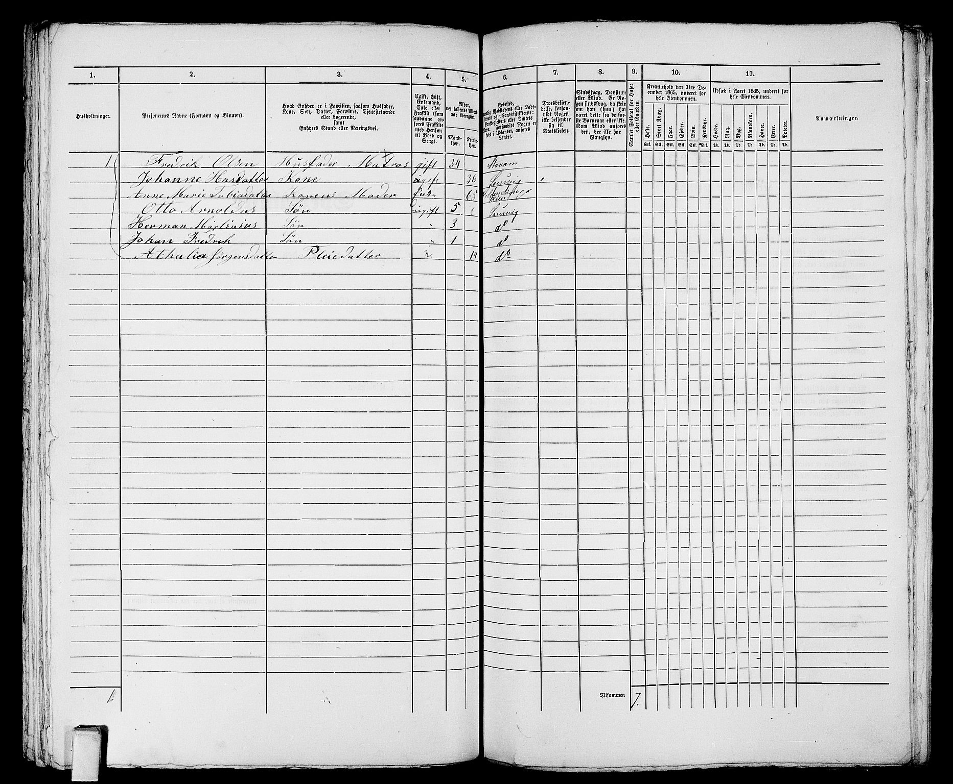 RA, 1865 census for Larvik, 1865, p. 945