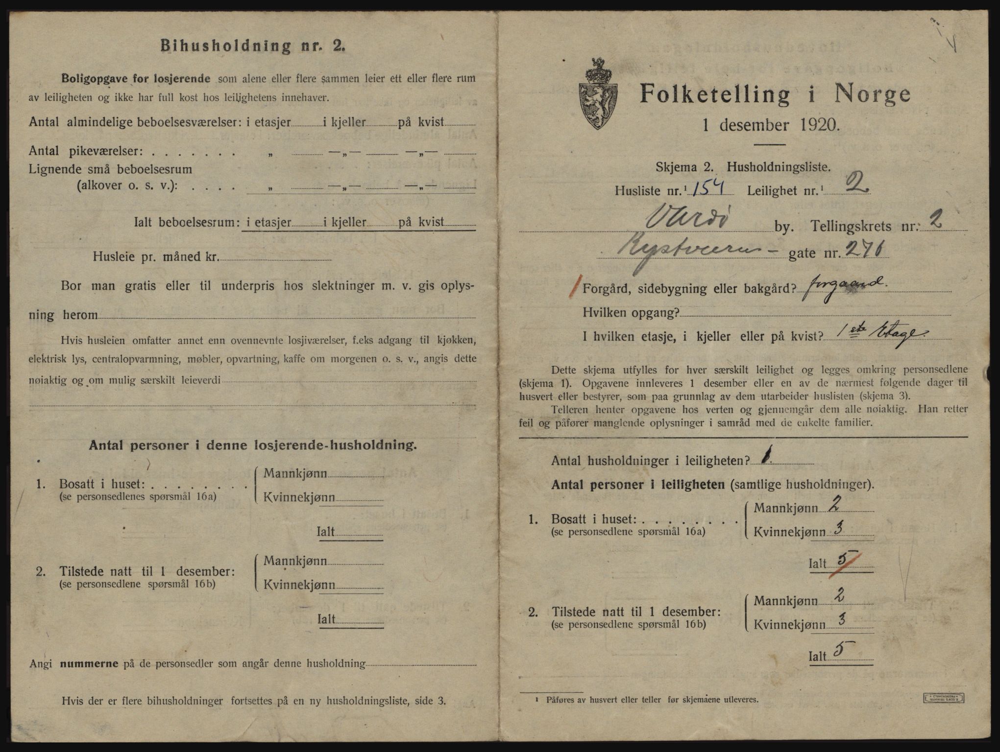 SATØ, 1920 census for Vardø, 1920, p. 2331