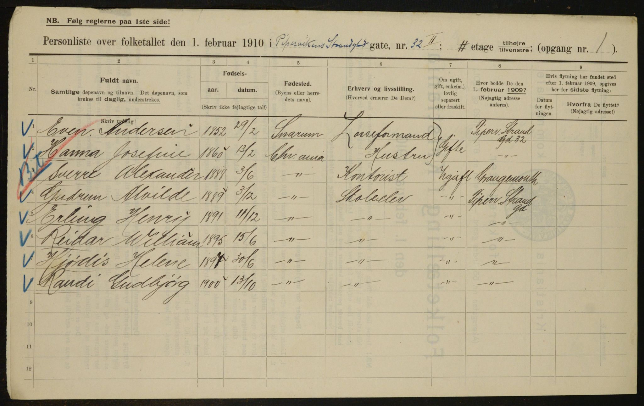 OBA, Municipal Census 1910 for Kristiania, 1910, p. 98631