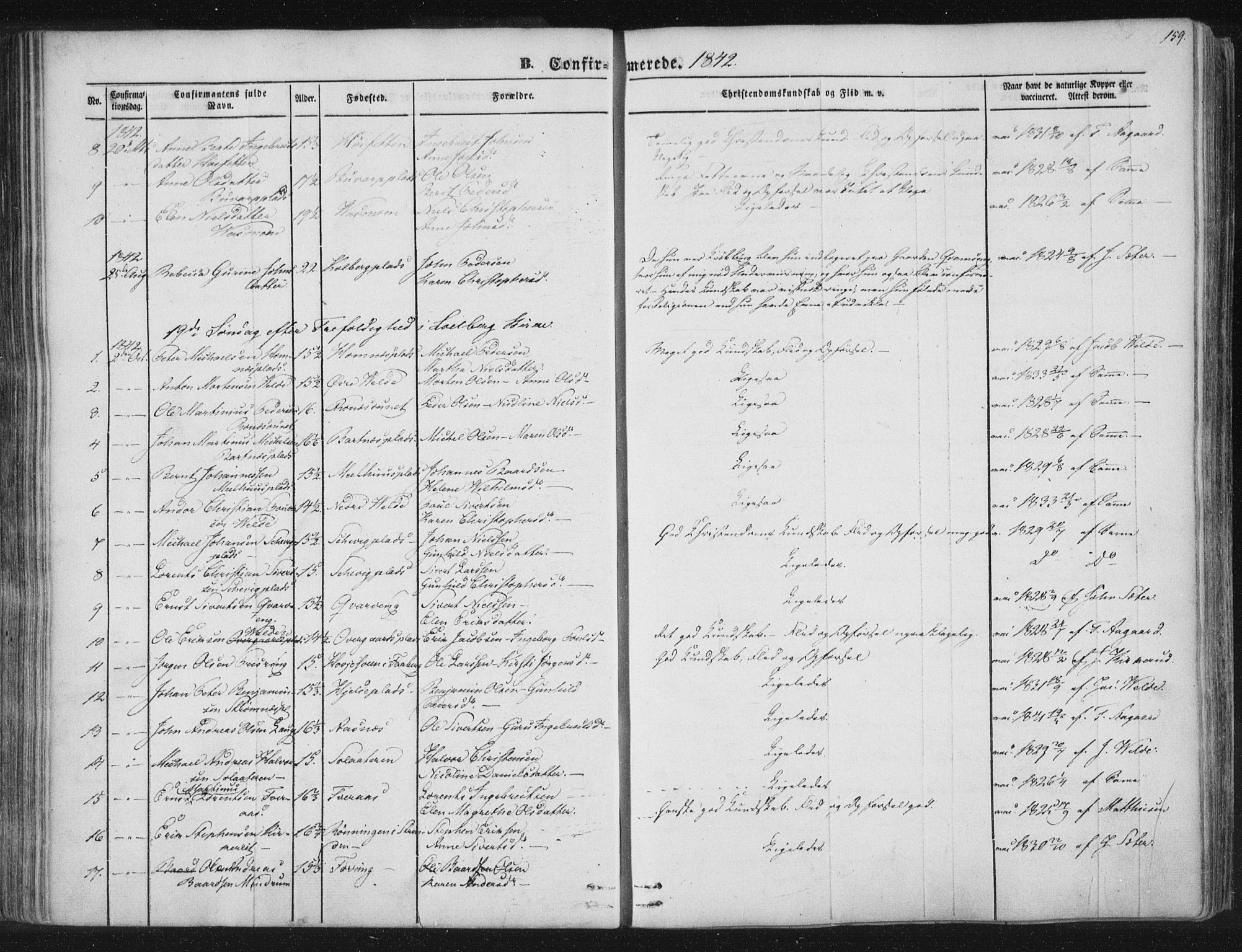 Ministerialprotokoller, klokkerbøker og fødselsregistre - Nord-Trøndelag, AV/SAT-A-1458/741/L0392: Parish register (official) no. 741A06, 1836-1848, p. 159