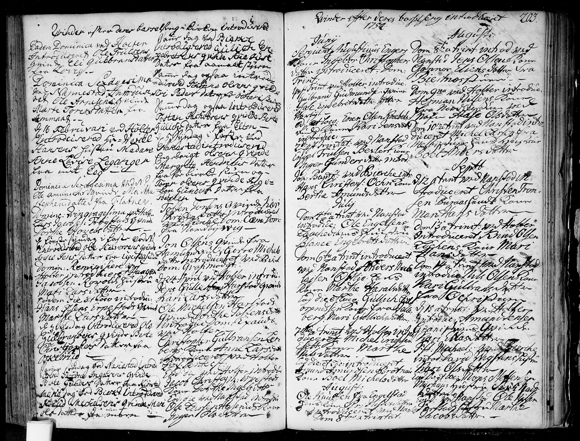 Nannestad prestekontor Kirkebøker, SAO/A-10414a/F/Fa/L0006: Parish register (official) no. I 6, 1739-1754, p. 203