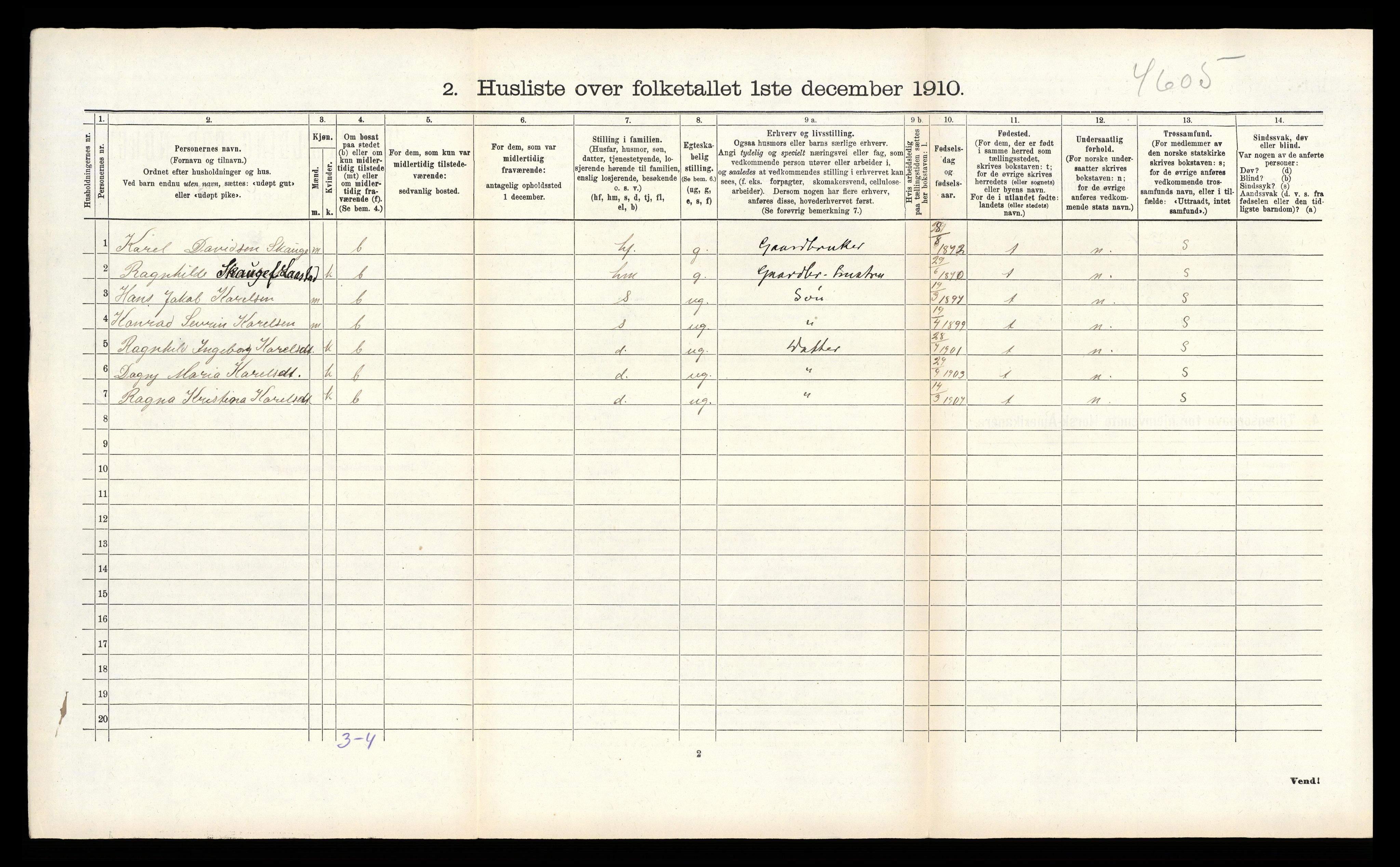 RA, 1910 census for Lindås, 1910, p. 499