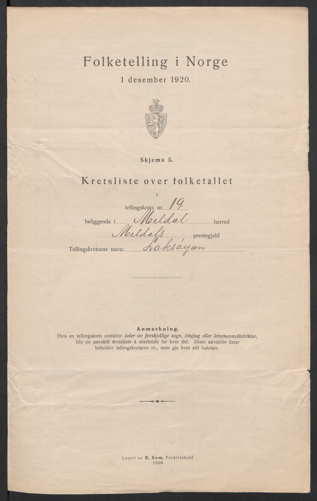 SAT, 1920 census for Meldal, 1920, p. 64