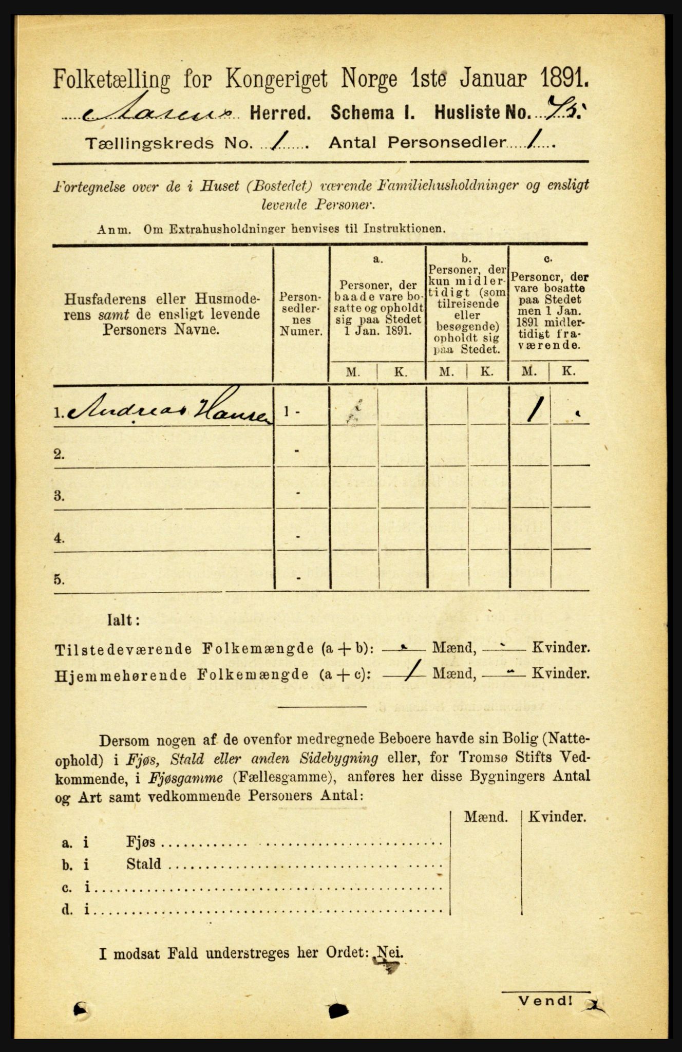 RA, 1891 census for 1716 Åsen, 1891, p. 91