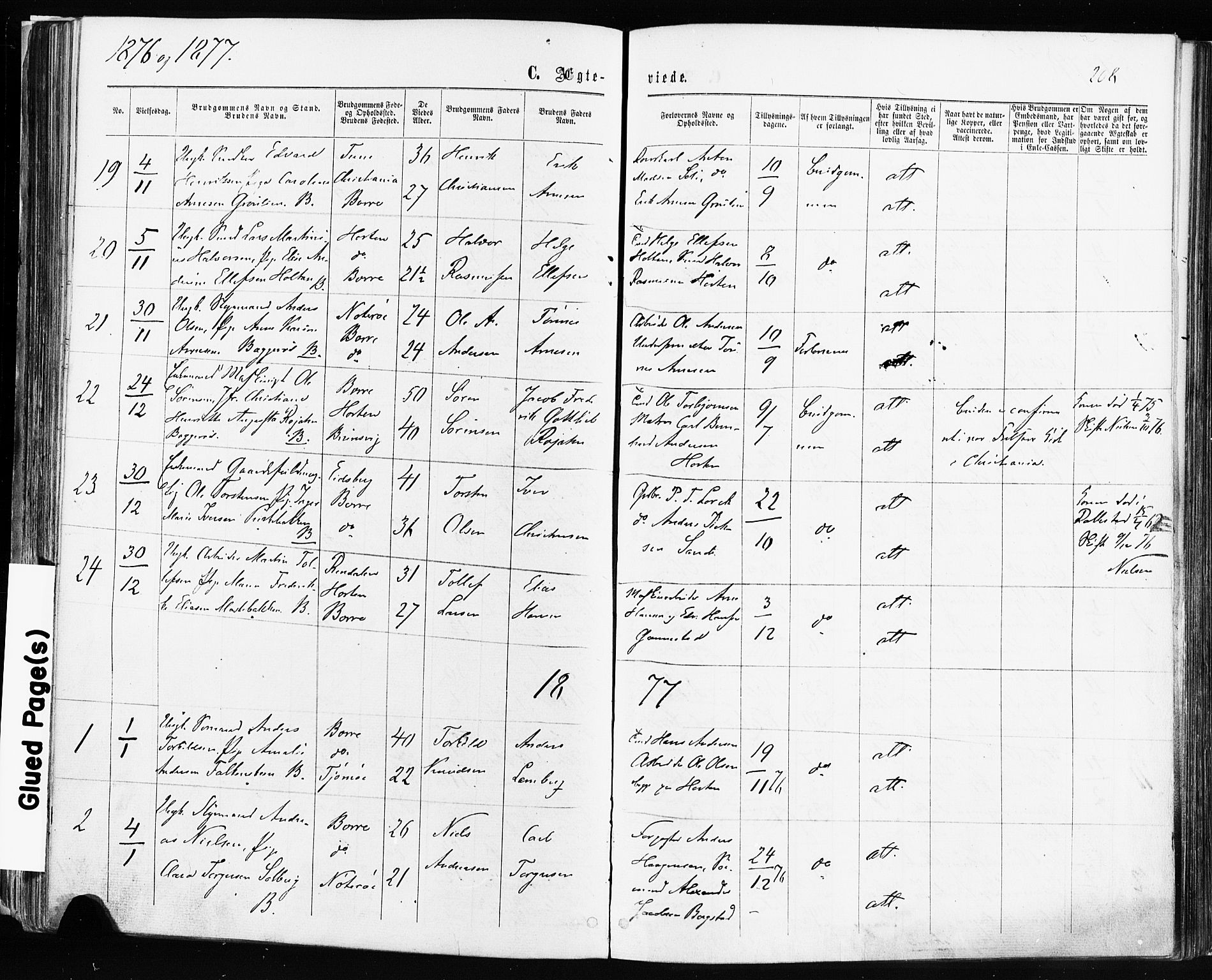 Borre kirkebøker, AV/SAKO-A-338/F/Fa/L0008: Parish register (official) no. I 8, 1868-1877, p. 208