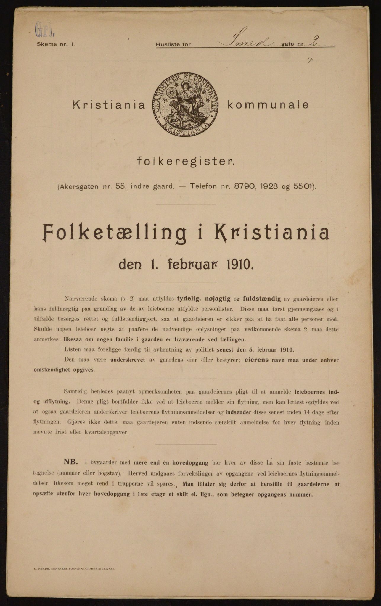 OBA, Municipal Census 1910 for Kristiania, 1910, p. 92601