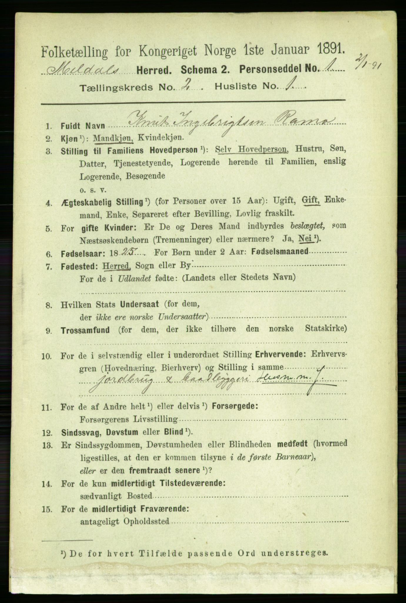 RA, 1891 census for 1636 Meldal, 1891, p. 1063