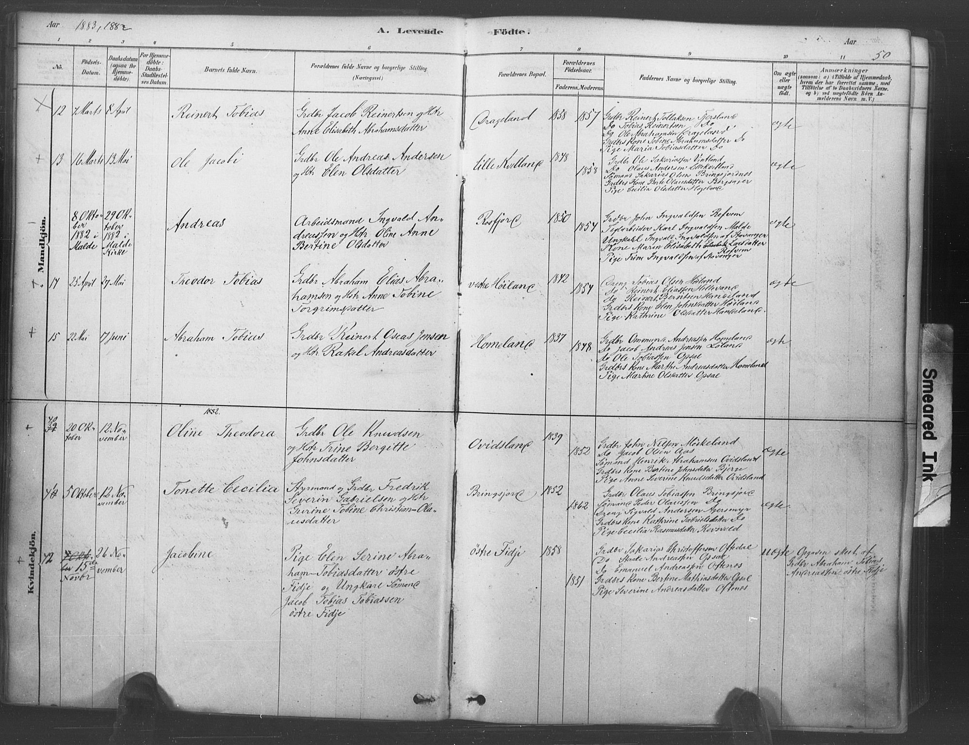 Lyngdal sokneprestkontor, AV/SAK-1111-0029/F/Fa/Fac/L0011: Parish register (official) no. A 11, 1878-1893, p. 50