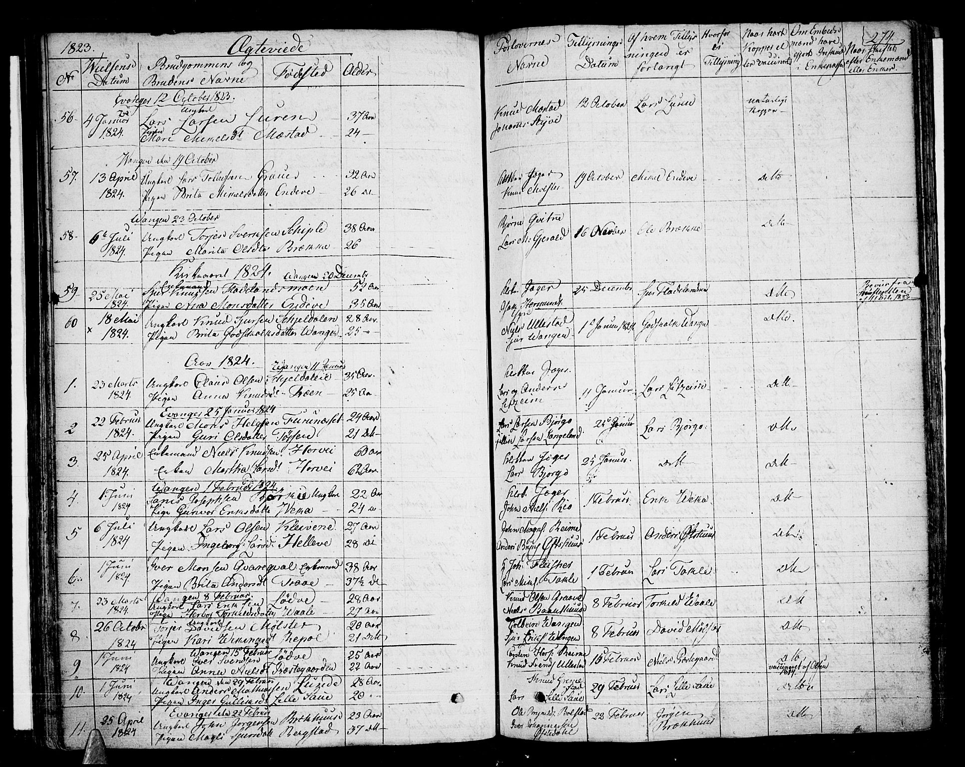 Voss sokneprestembete, SAB/A-79001/H/Haa: Parish register (official) no. A 12, 1823-1837, p. 274