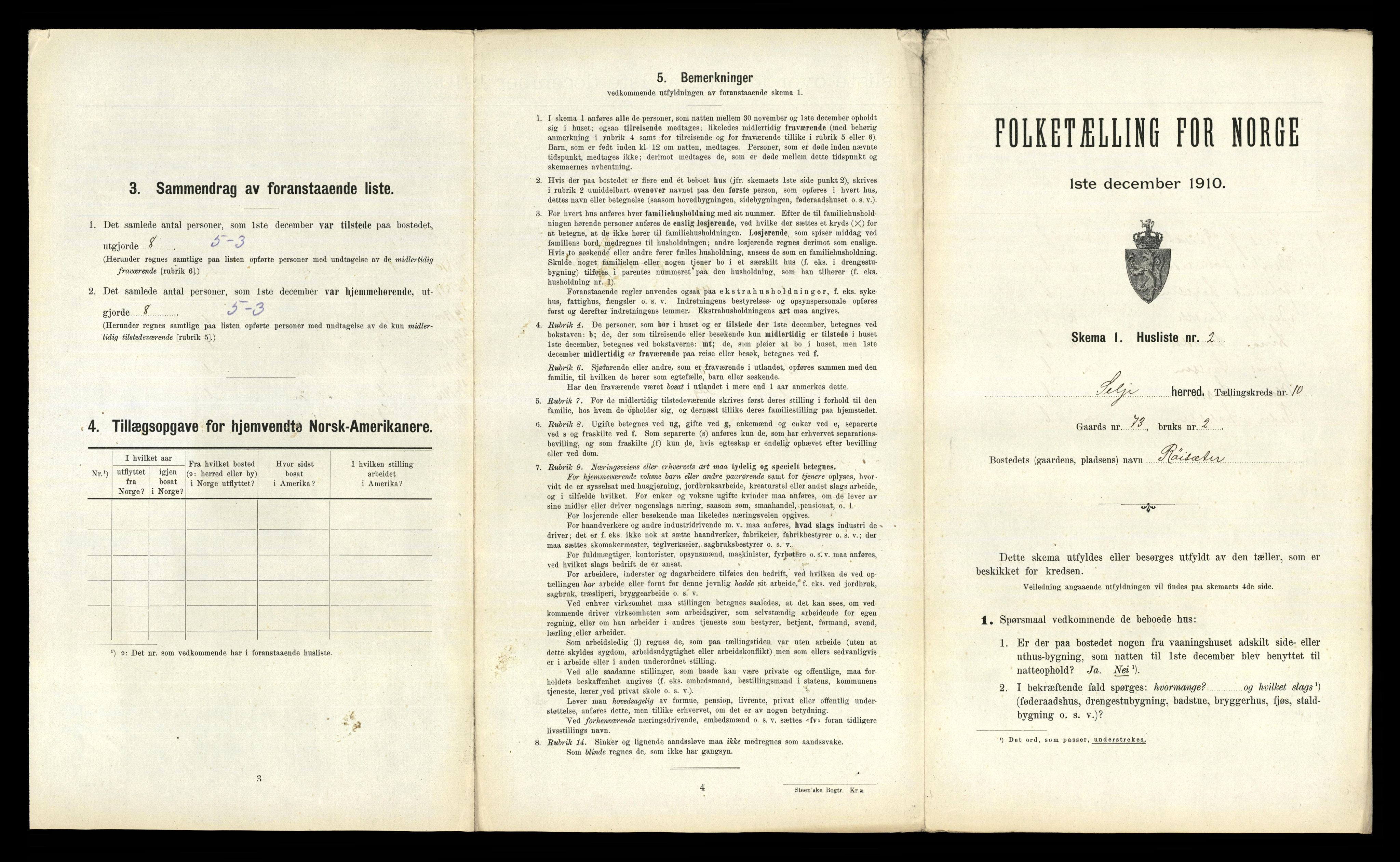 RA, 1910 census for Selje, 1910, p. 872