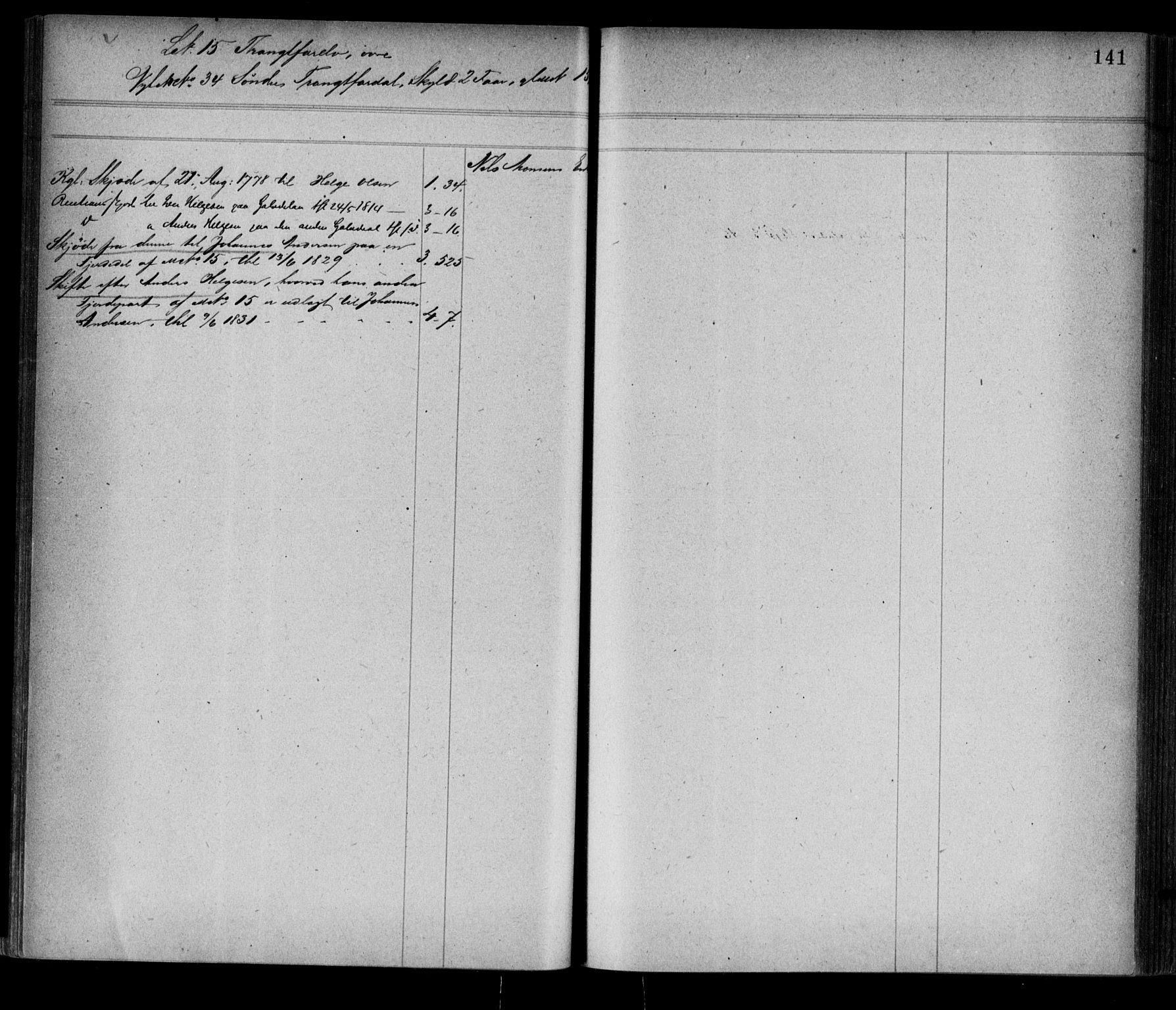 Alta fogderi/sorenskriveri, AV/SATØ-SATØ-5/1/K/Kb/Kba/L0008pantereg: Mortgage register no. 8, 1776, p. 141