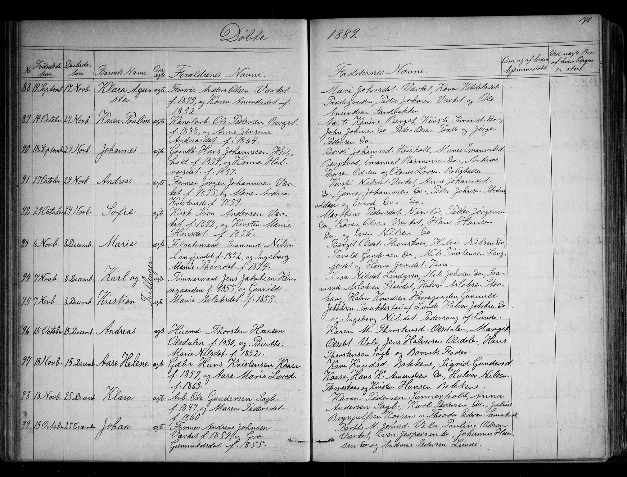 Holla kirkebøker, AV/SAKO-A-272/G/Ga/L0004: Parish register (copy) no. I 4, 1867-1890, p. 192