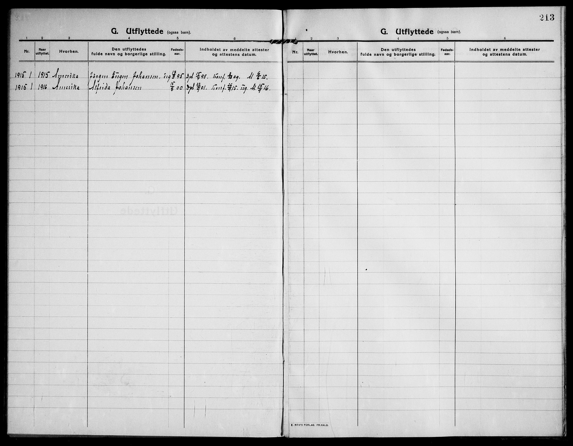 Modum kirkebøker, AV/SAKO-A-234/F/Fa/L0018: Parish register (official) no. 18, 1912-1924, p. 213