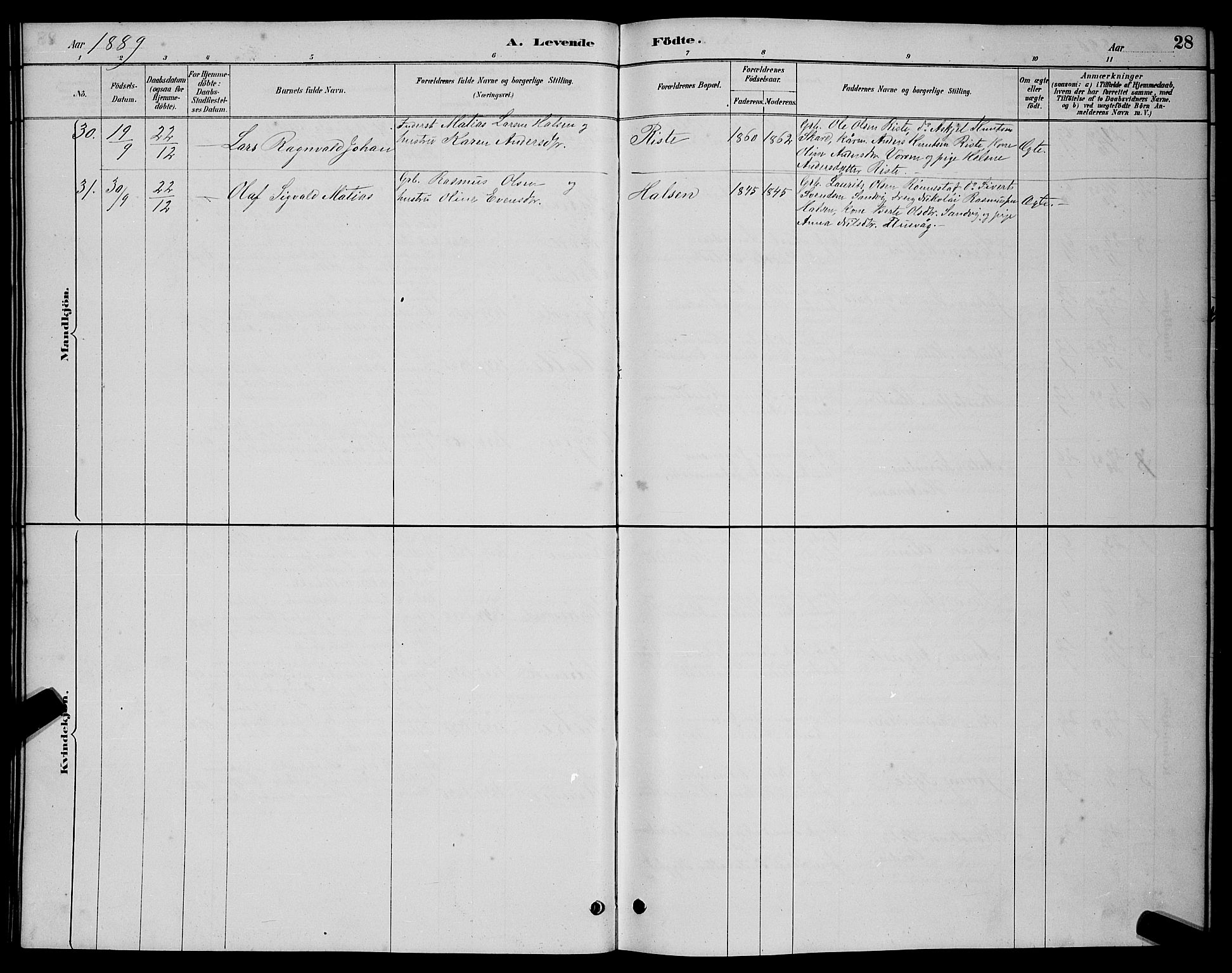 Ministerialprotokoller, klokkerbøker og fødselsregistre - Møre og Romsdal, AV/SAT-A-1454/503/L0048: Parish register (copy) no. 503C03, 1885-1893, p. 28