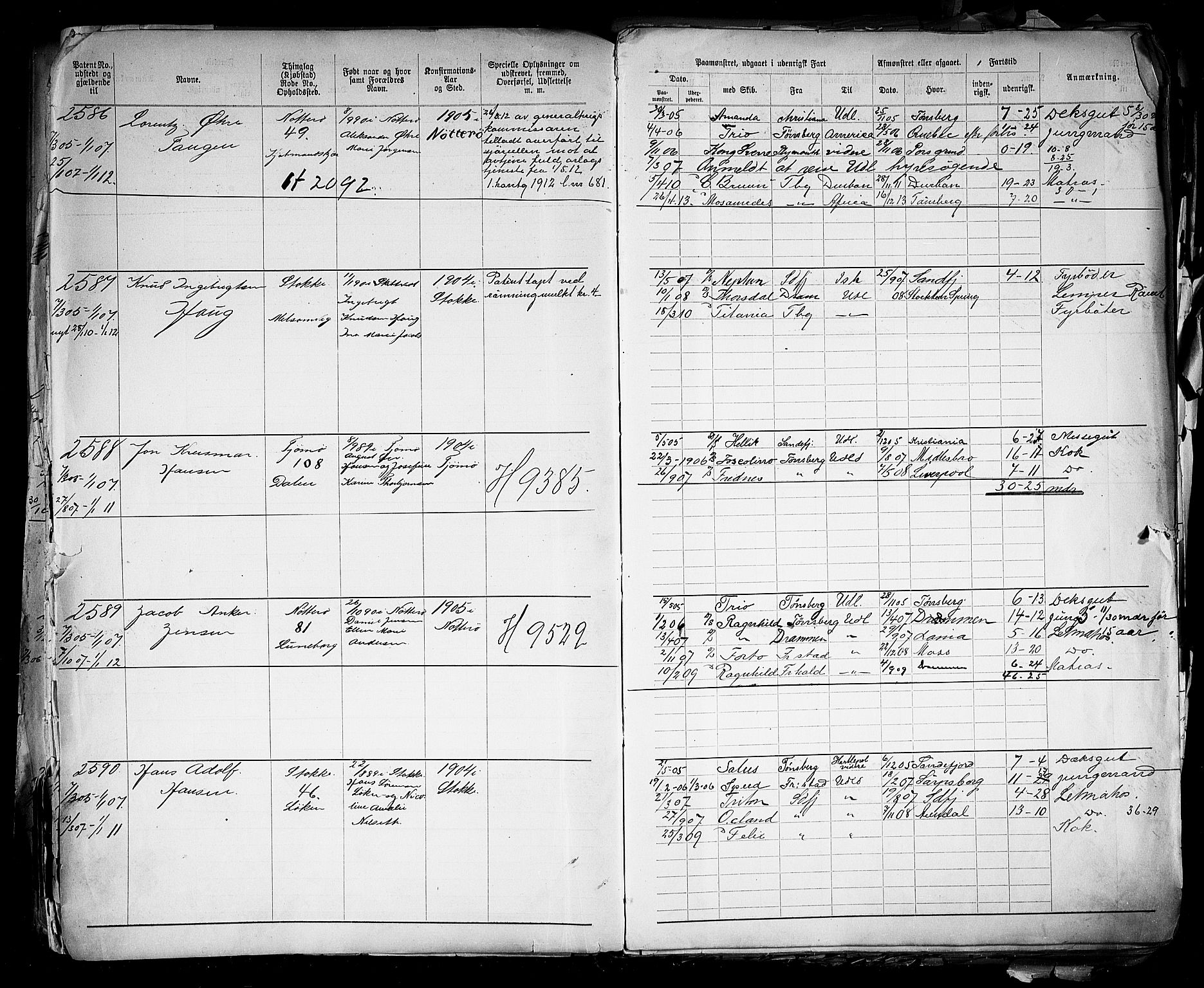 Tønsberg innrulleringskontor, SAKO/A-786/F/Fb/L0005: Annotasjonsrulle Patent nr. 2401-4080, 1904-1910, p. 40