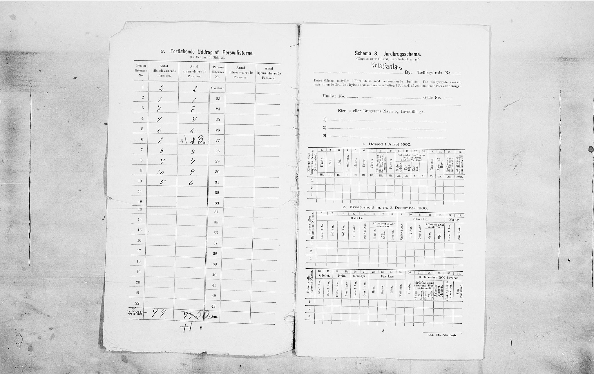 SAO, 1900 census for Kristiania, 1900, p. 88960