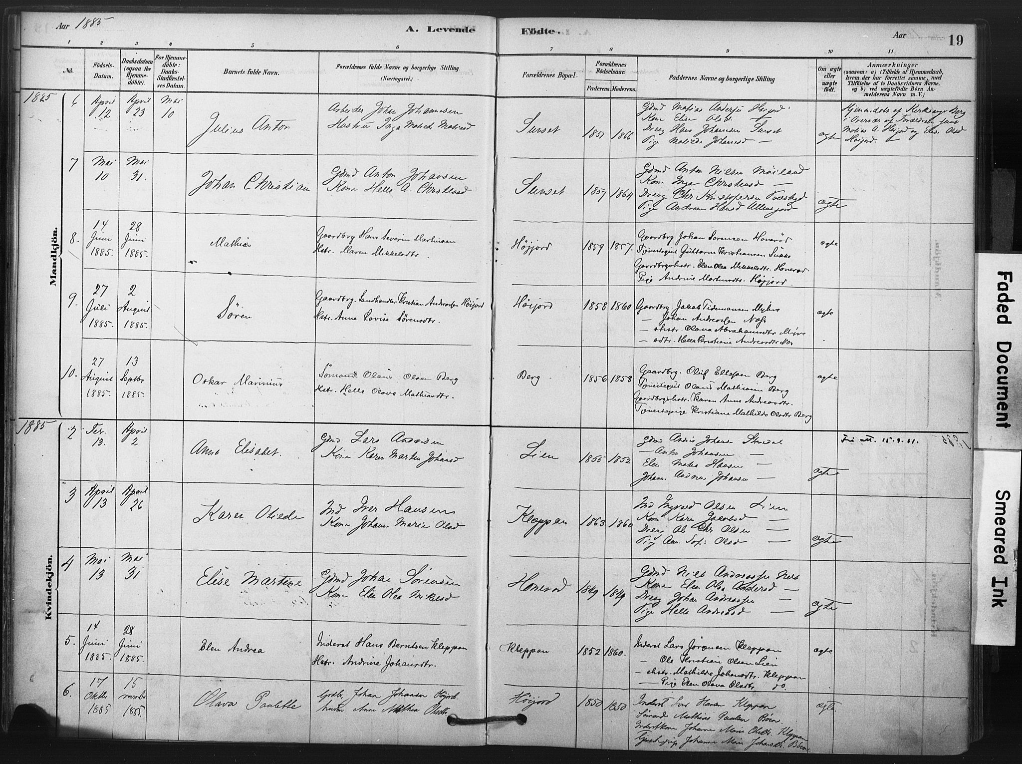 Andebu kirkebøker, SAKO/A-336/F/Fa/L0009: Parish register (official) no. 9, 1878-1909, p. 19