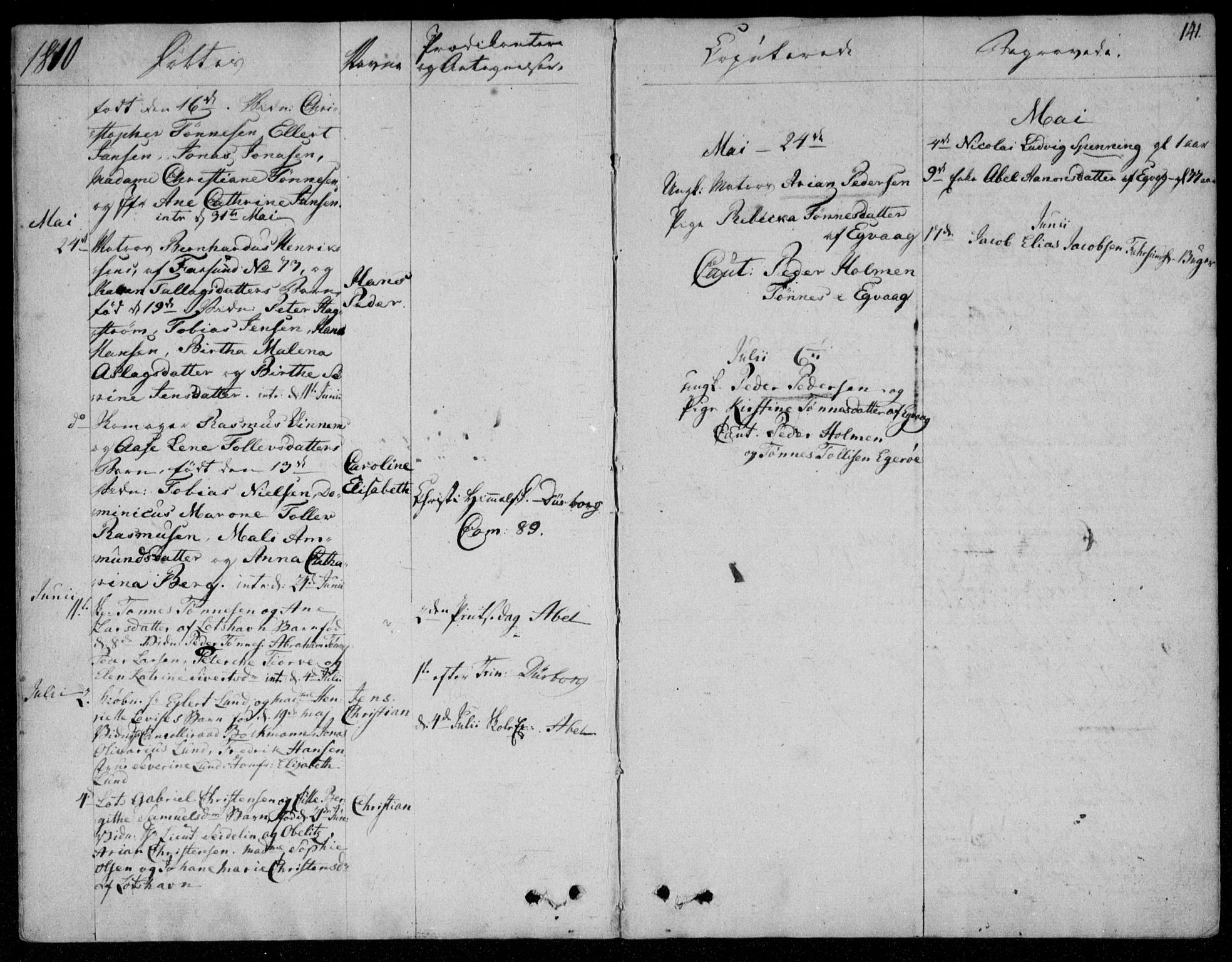 Farsund sokneprestkontor, SAK/1111-0009/F/Fa/L0001: Parish register (official) no. A 1, 1784-1815, p. 141