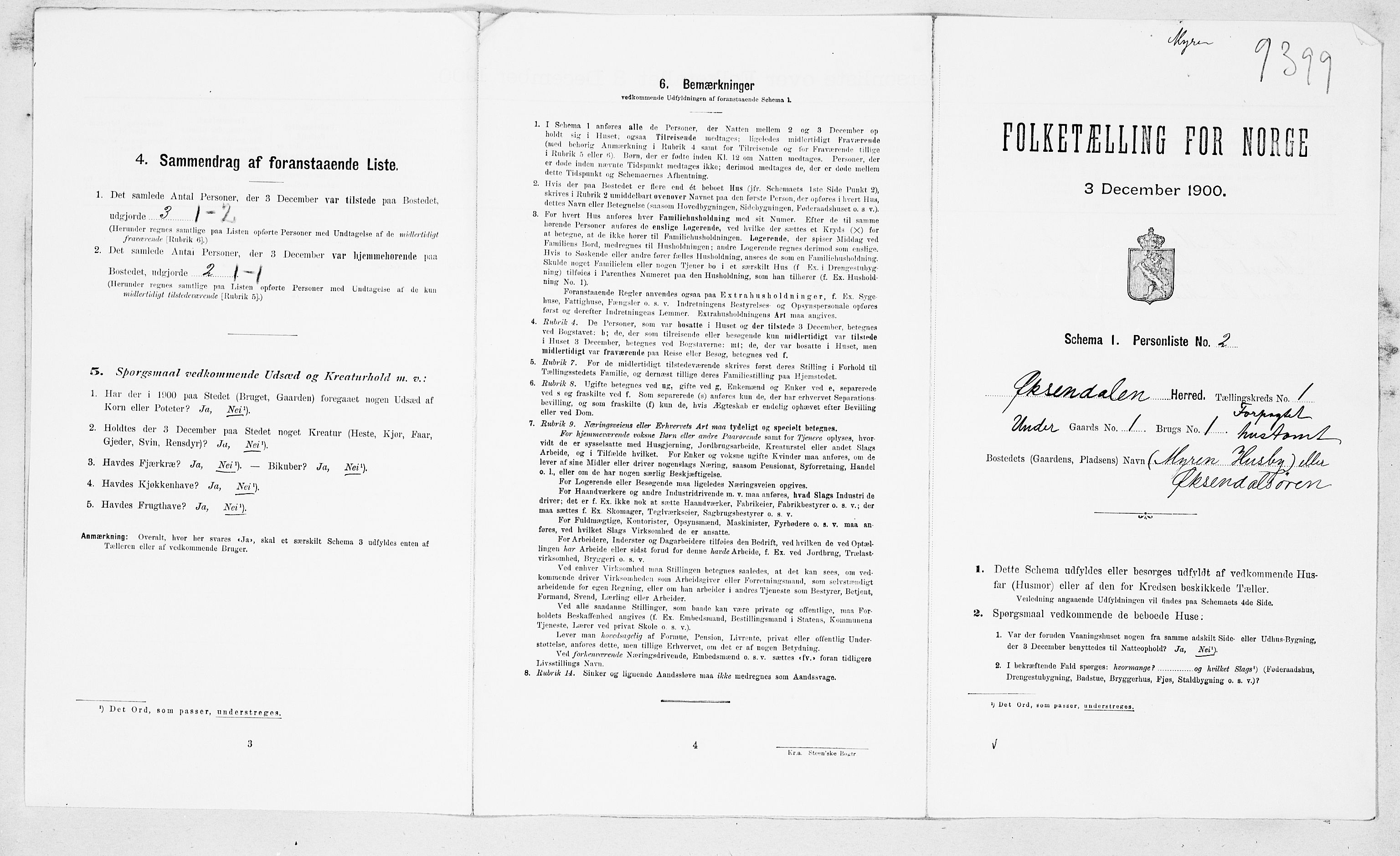 SAT, 1900 census for Øksendal, 1900, p. 12