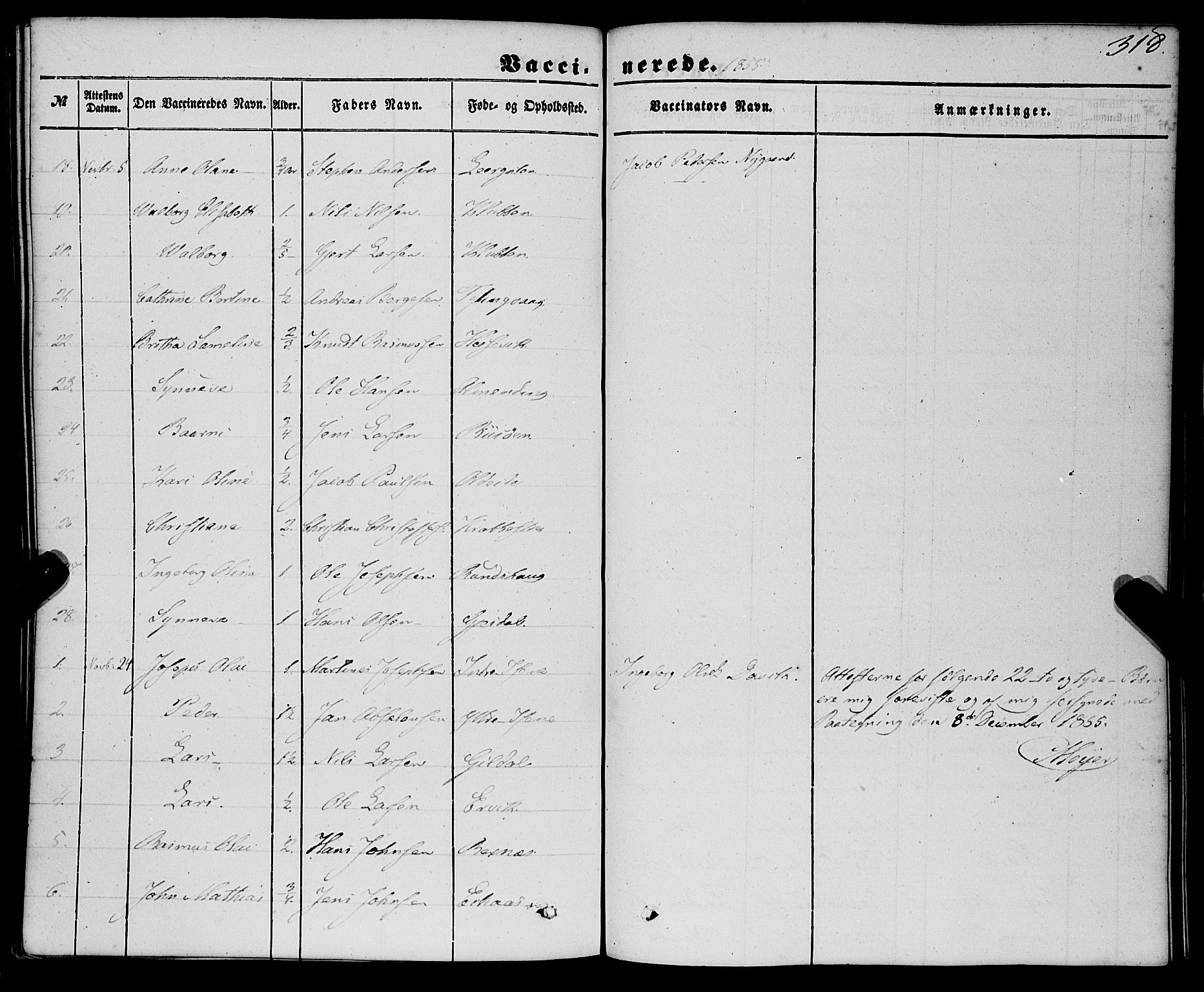 Davik sokneprestembete, AV/SAB-A-79701/H/Haa/Haaa/L0005: Parish register (official) no. A 5, 1850-1866, p. 318