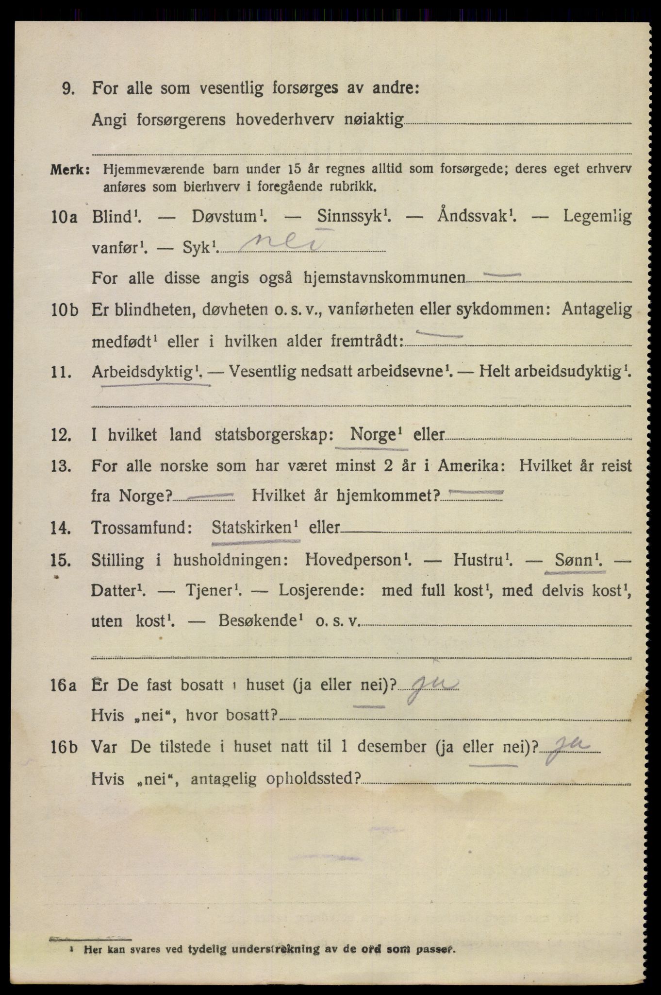 SAKO, 1920 census for Lunde, 1920, p. 2984