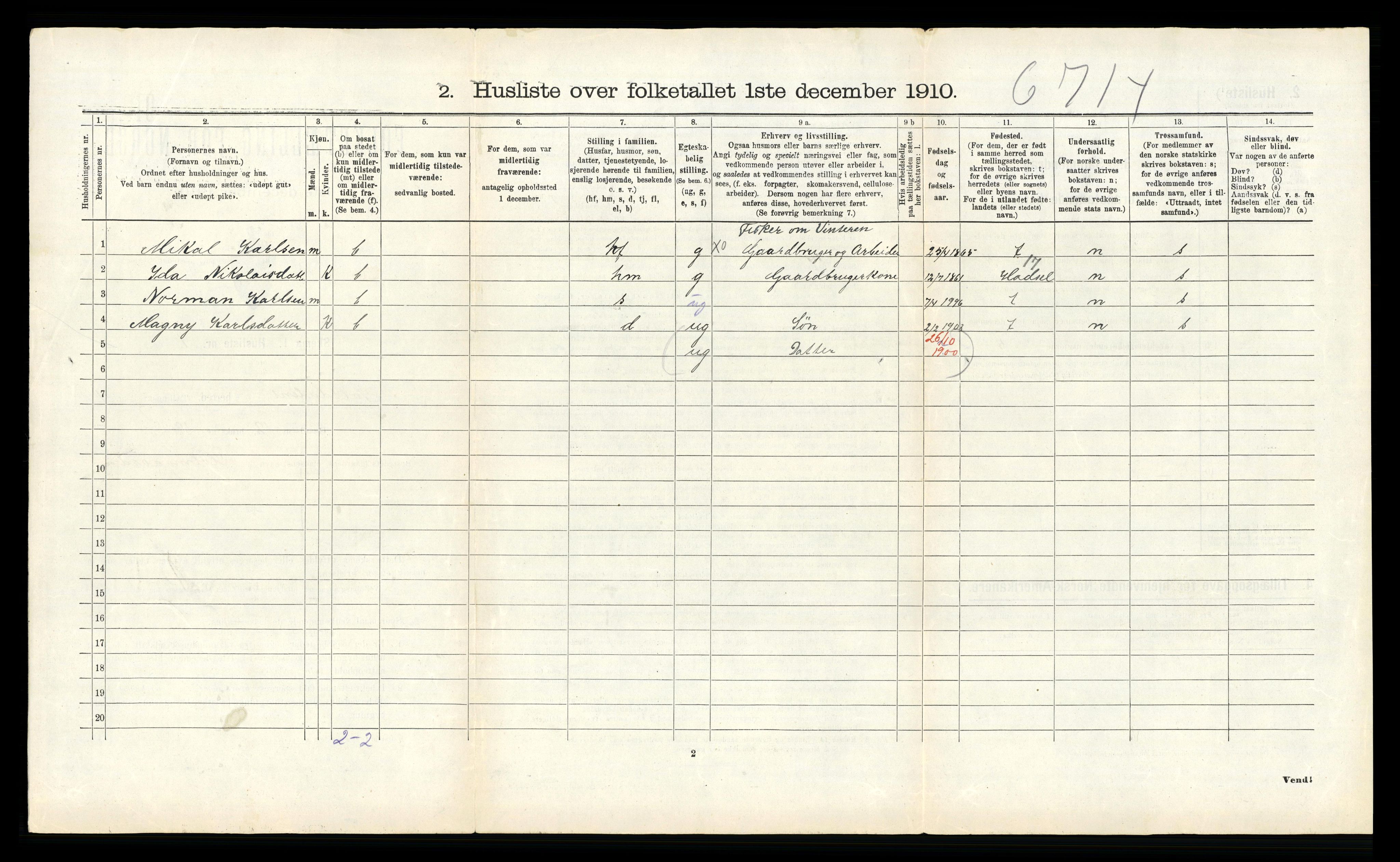 RA, 1910 census for Saltdal, 1910, p. 588