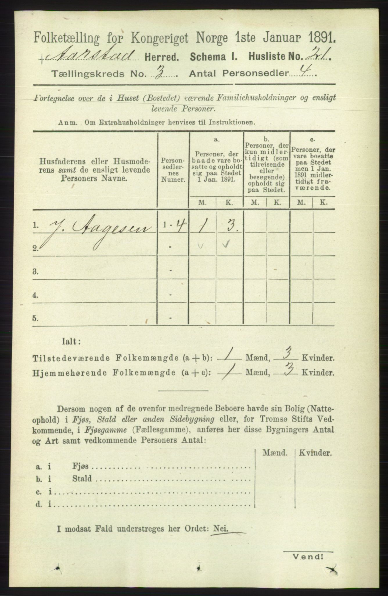 SAB, 1891 Census for 1280 Årstad, 1891, p. 1522