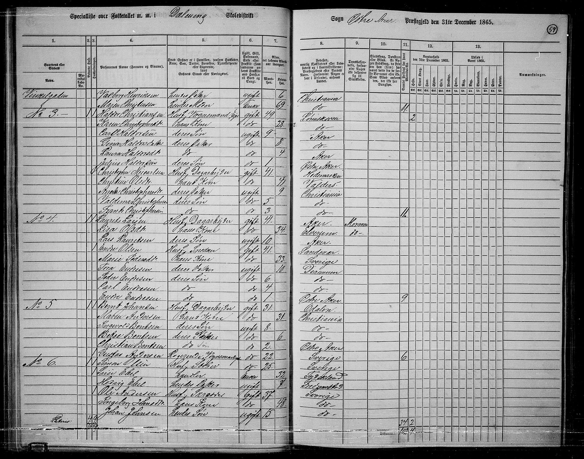 RA, 1865 census for Østre Aker, 1865, p. 56