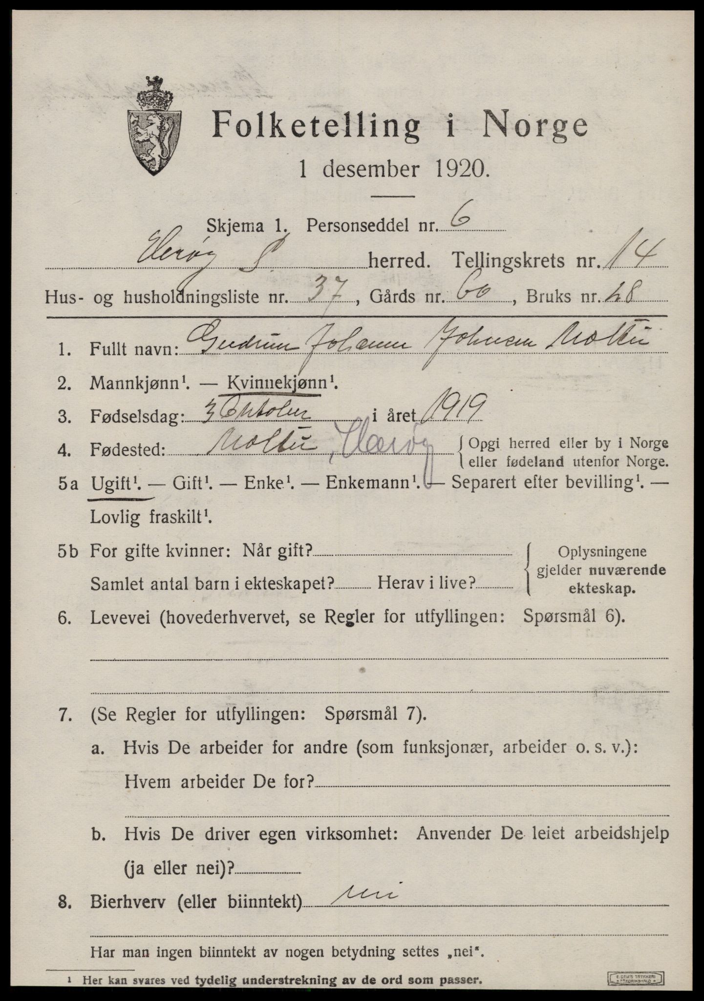 SAT, 1920 census for Herøy (MR), 1920, p. 9063