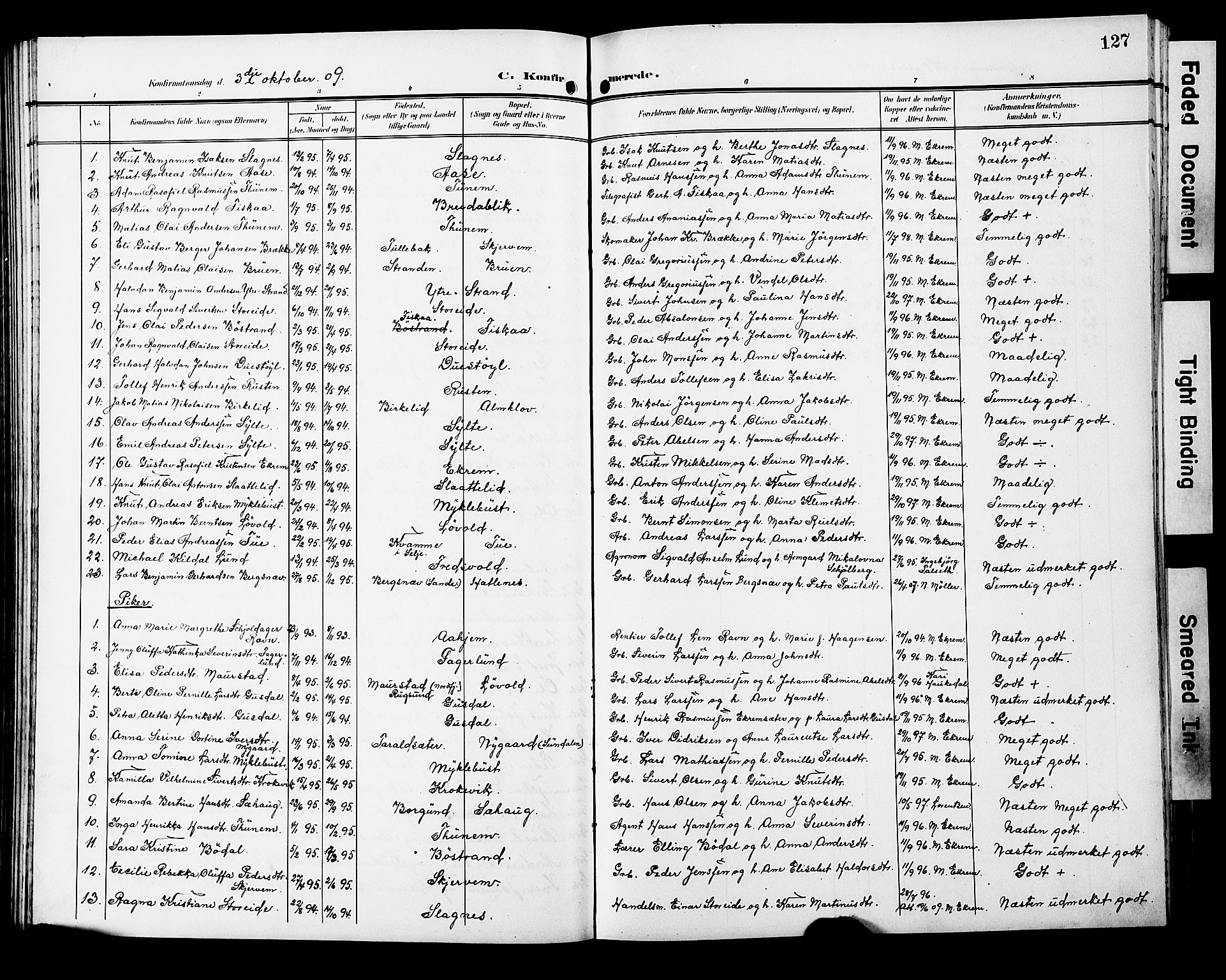 Ministerialprotokoller, klokkerbøker og fødselsregistre - Møre og Romsdal, SAT/A-1454/501/L0018: Parish register (copy) no. 501C04, 1902-1930, p. 127
