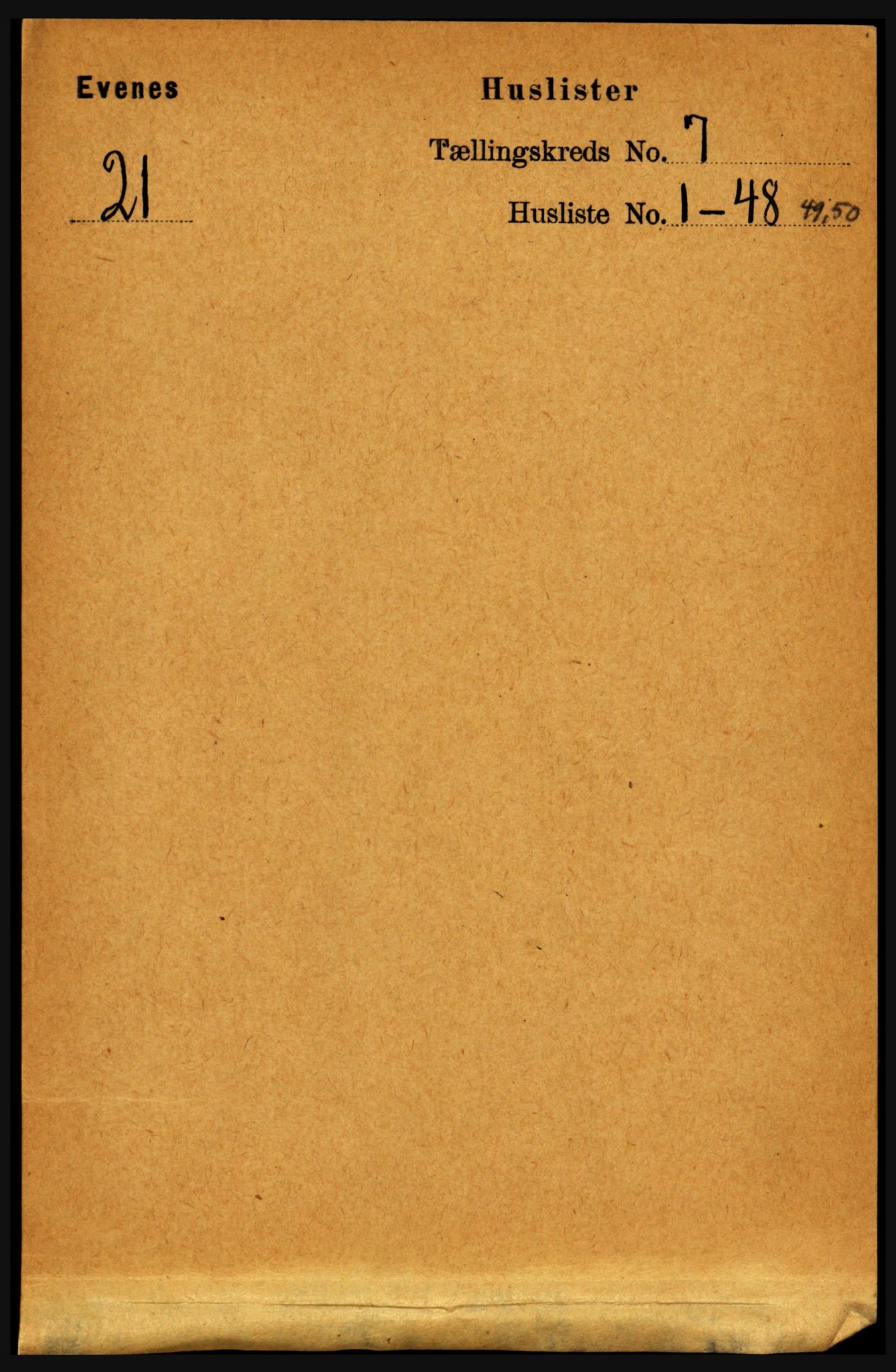 RA, 1891 census for 1853 Evenes, 1891, p. 2121