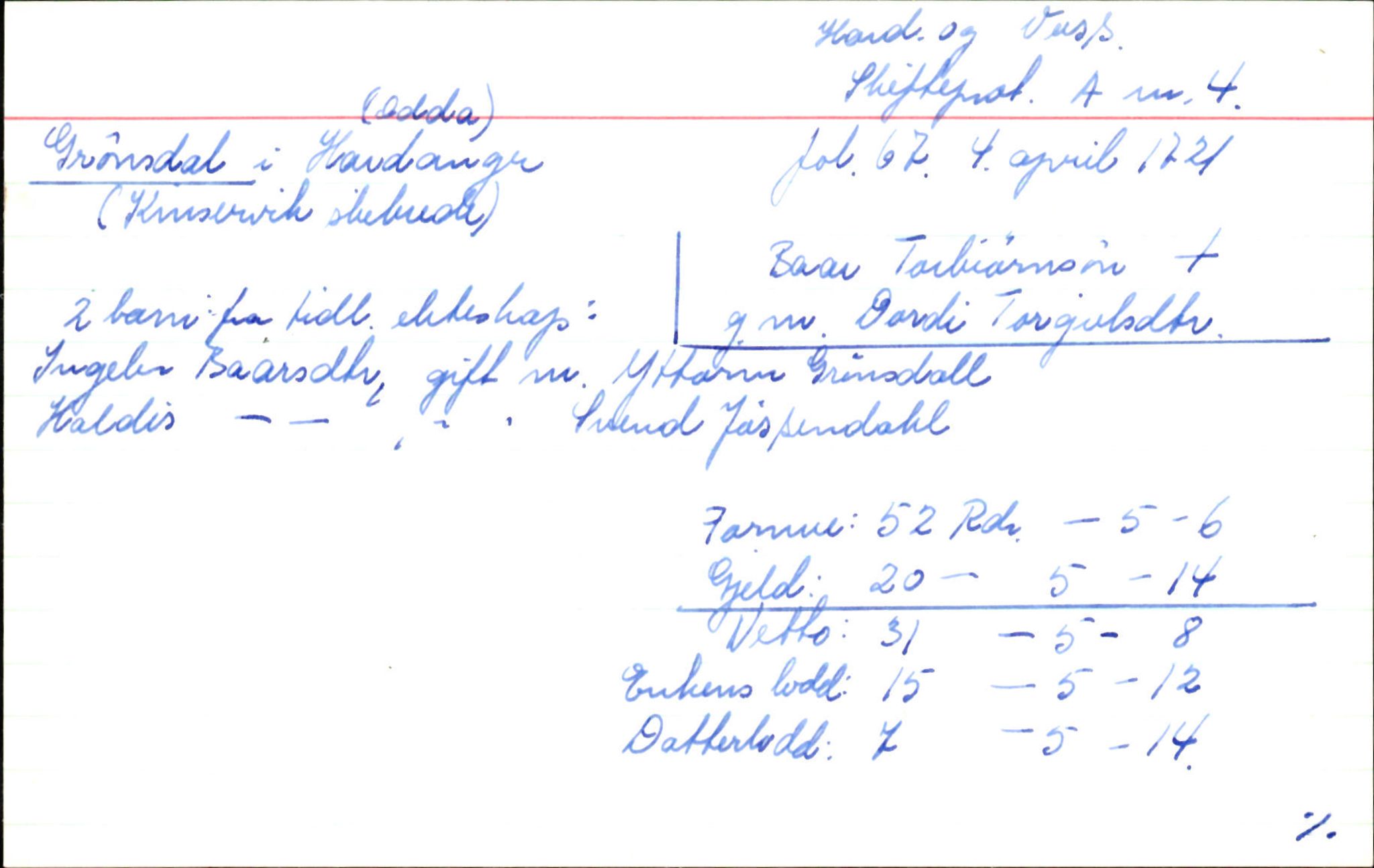 Skiftekort ved Statsarkivet i Bergen, SAB/SKIFTEKORT/002/L0002: Skifteprotokoll nr. 4-5, 1720-1747, p. 51