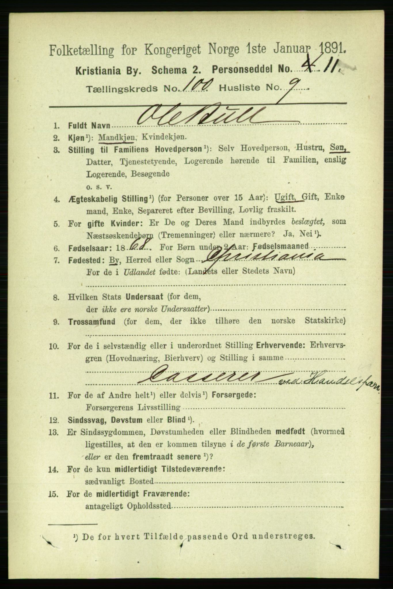 RA, 1891 census for 0301 Kristiania, 1891, p. 49569