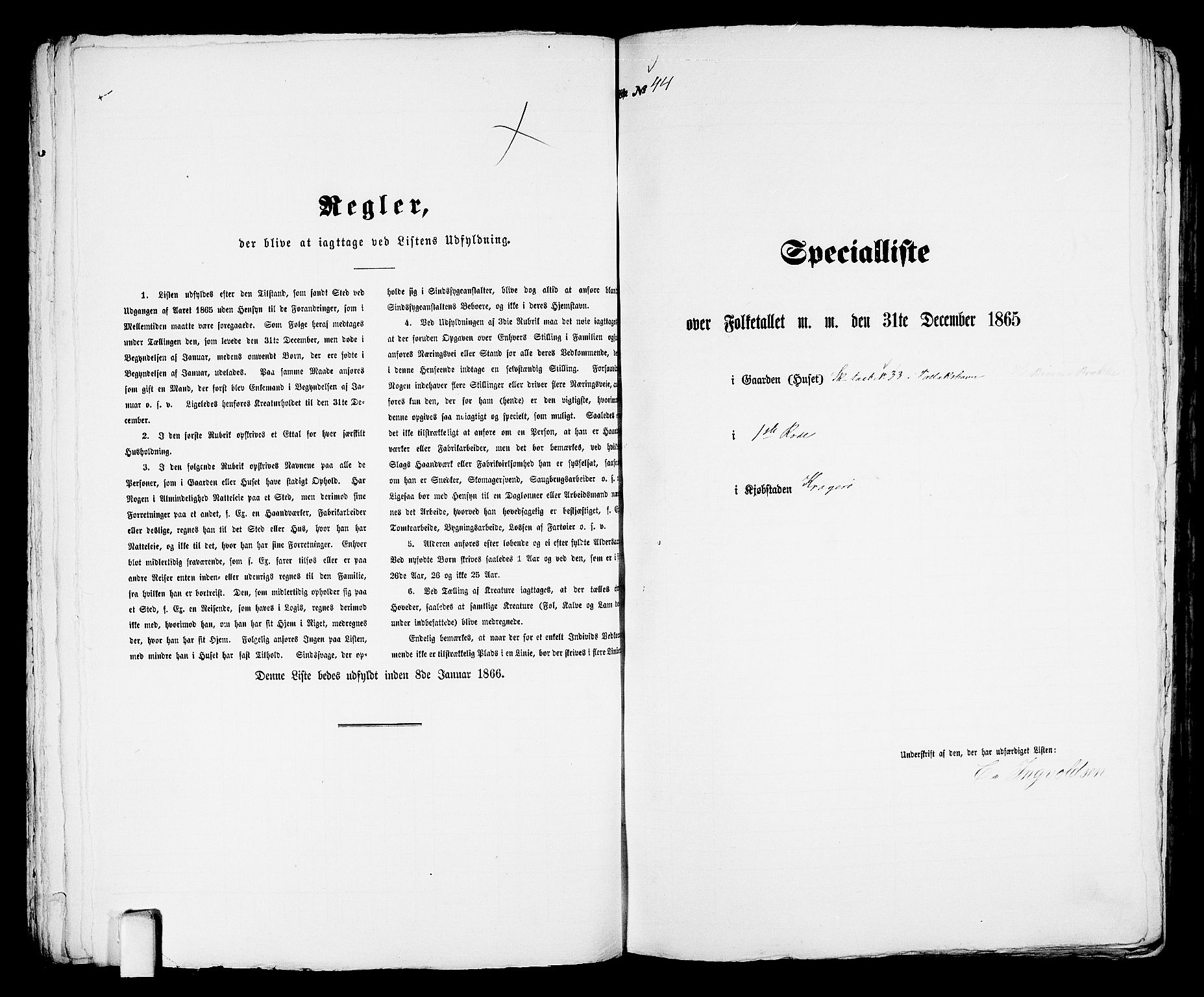 RA, 1865 census for Kragerø/Kragerø, 1865, p. 97