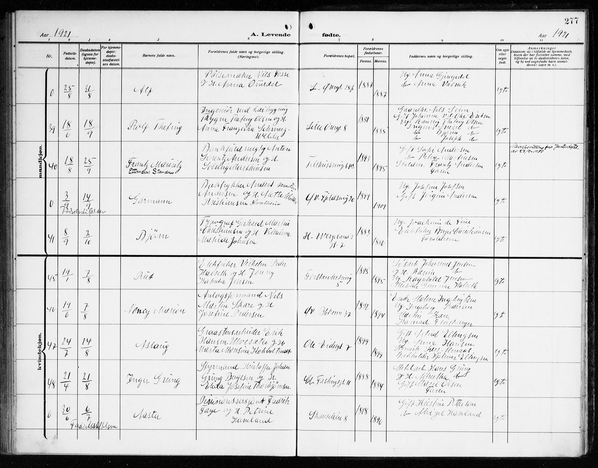 Korskirken sokneprestembete, AV/SAB-A-76101/H/Haa: Parish register (official) no. B 10, 1909-1923, p. 277