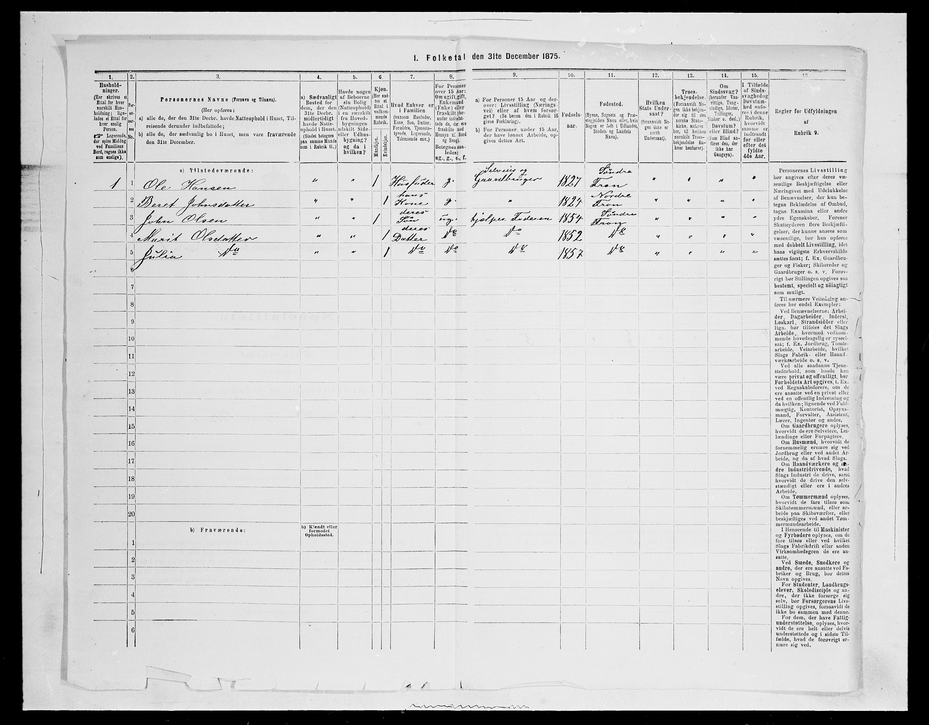 SAH, 1875 census for 0519P Sør-Fron, 1875, p. 70