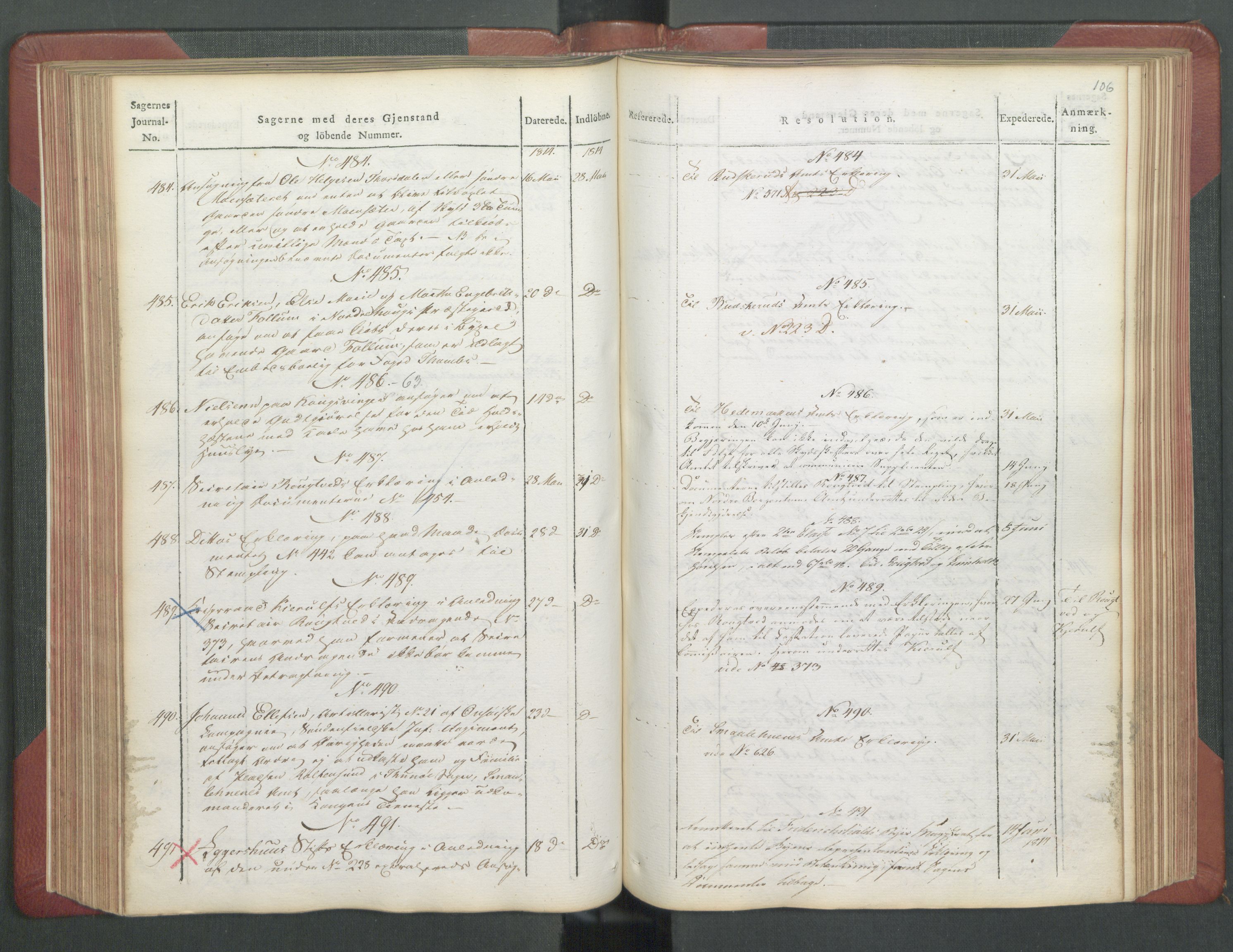Departementene i 1814, AV/RA-S-3899/Fb/L0029: Journal A 1-900 (ekstraktprotokoll), 1814, p. 106